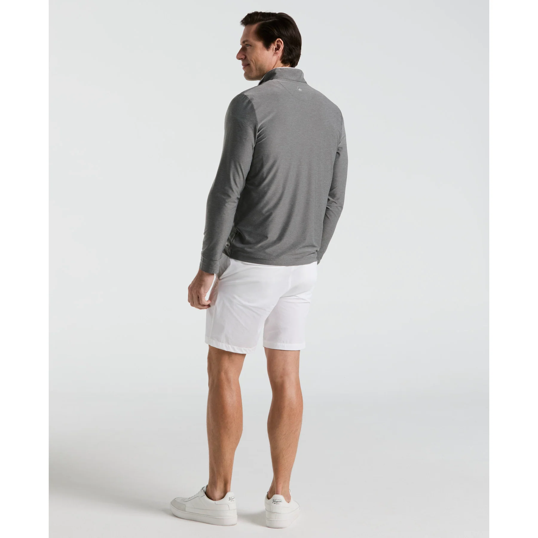 Quarter Zip Golf Pullover In Quiet Grey Heather - Image 2