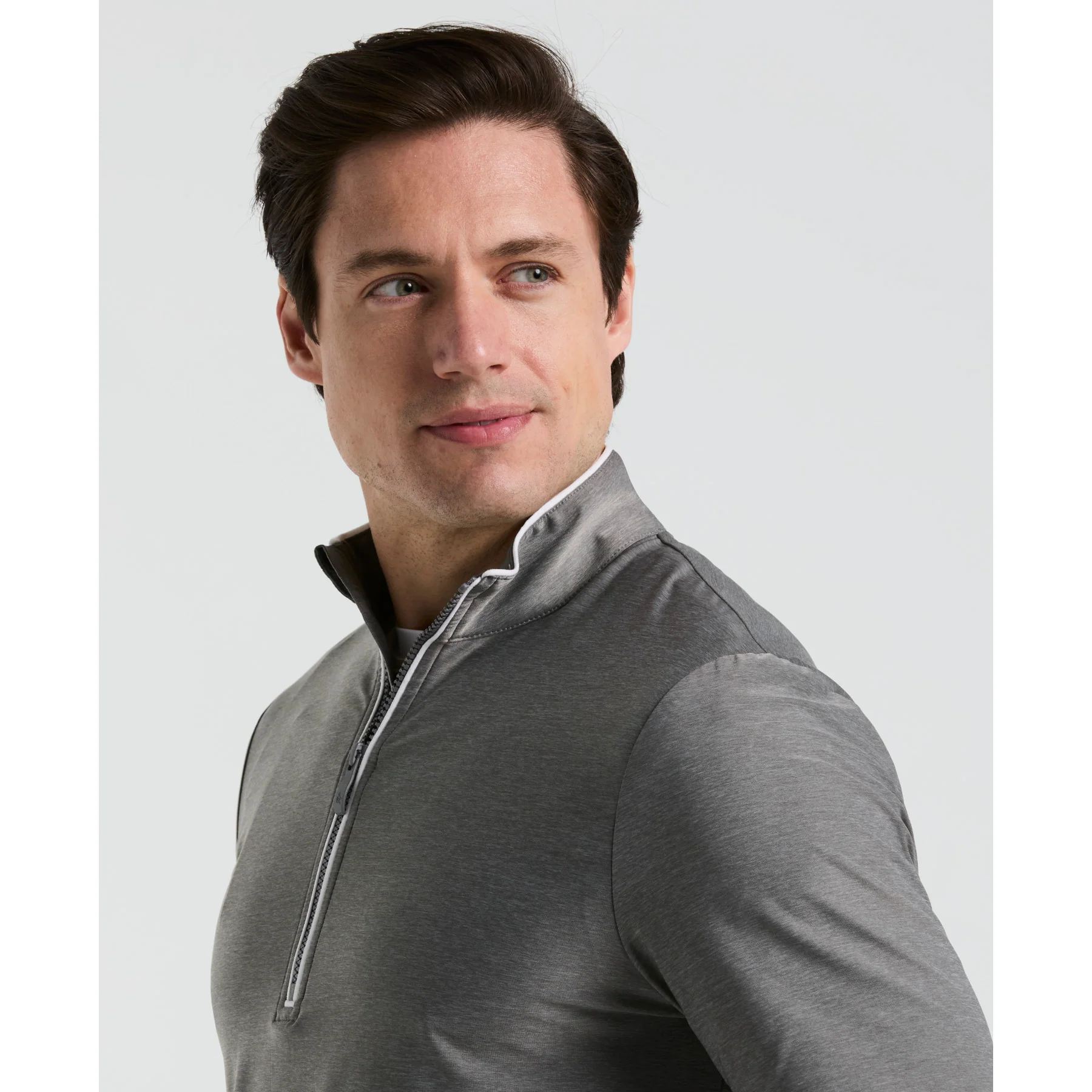 Quarter Zip Golf Pullover In Quiet Grey Heather - Image 3