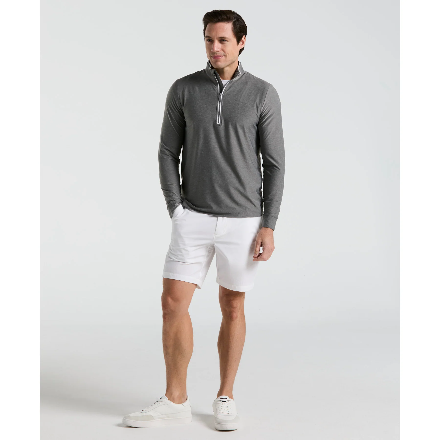 Quarter Zip Golf Pullover In Quiet Grey Heather - Image 4