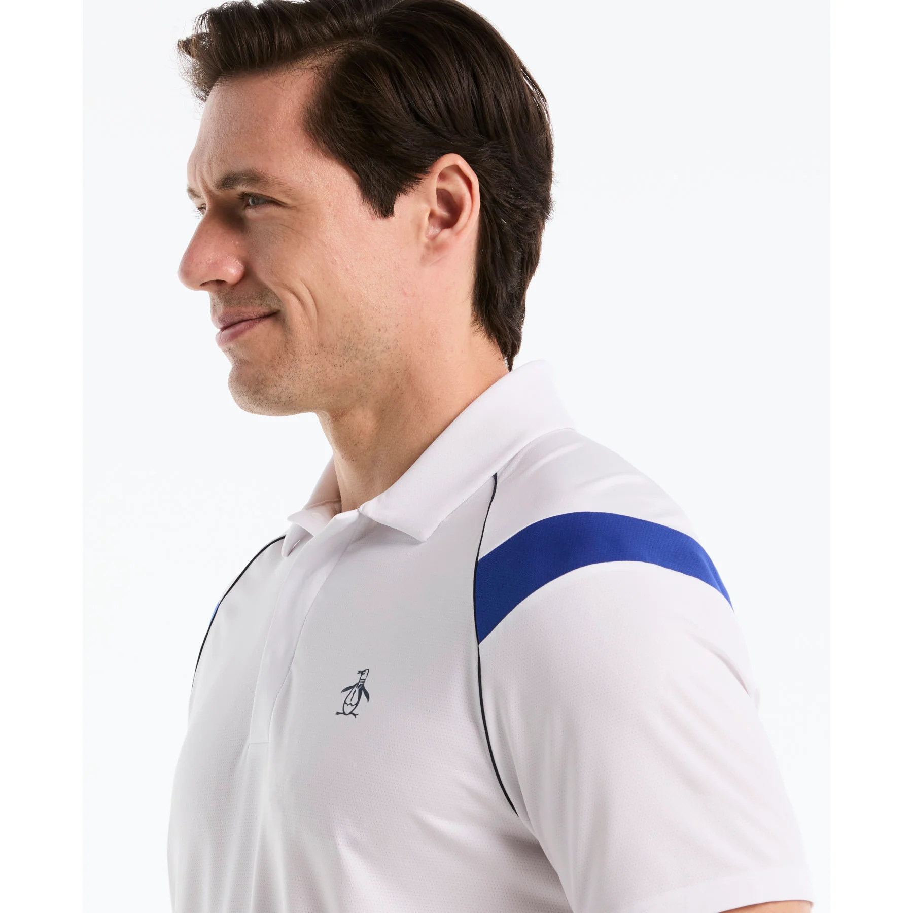Raglan Stripe Tennis Polo In Bright White - Image 3