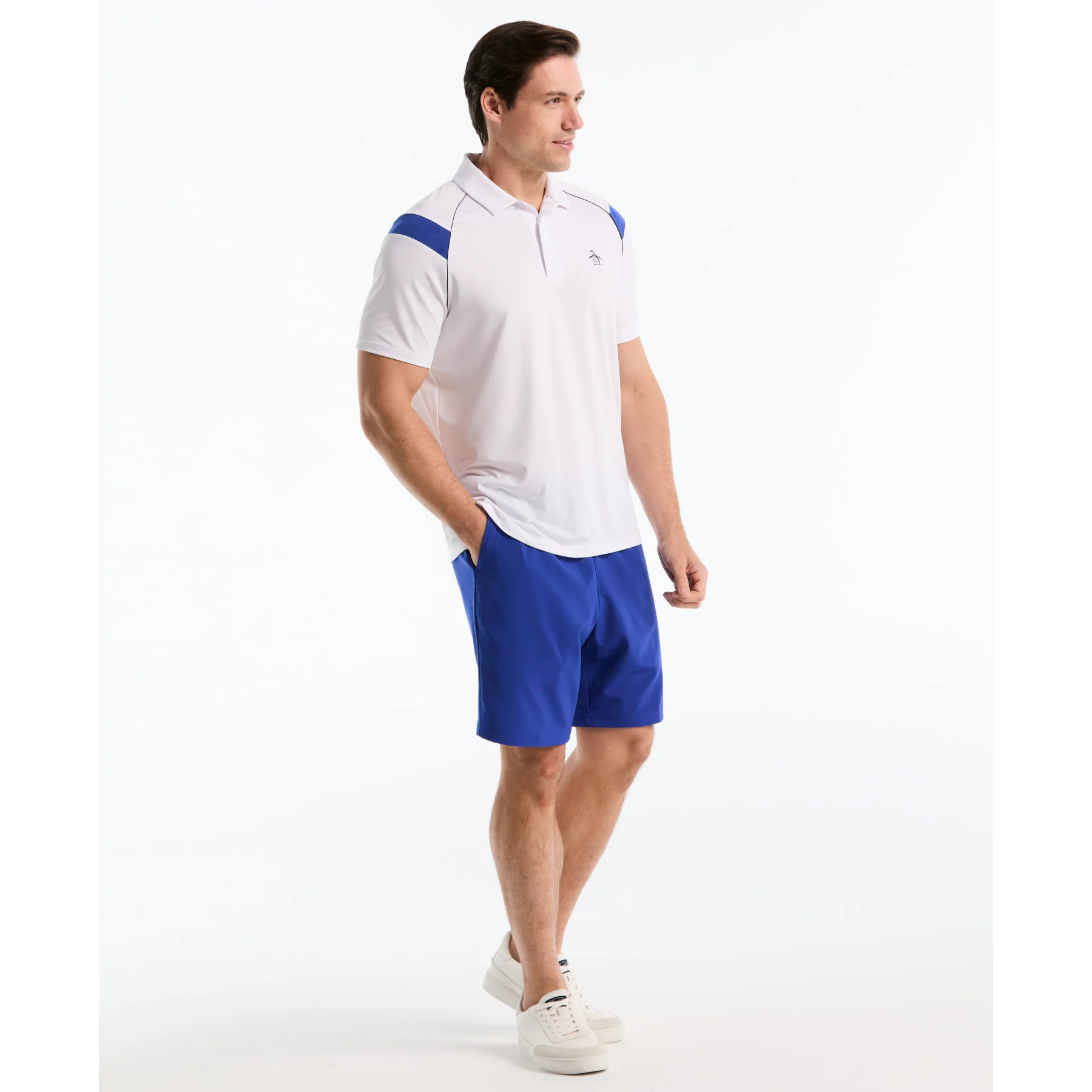 Raglan Stripe Tennis Polo In Bright White - Image 4