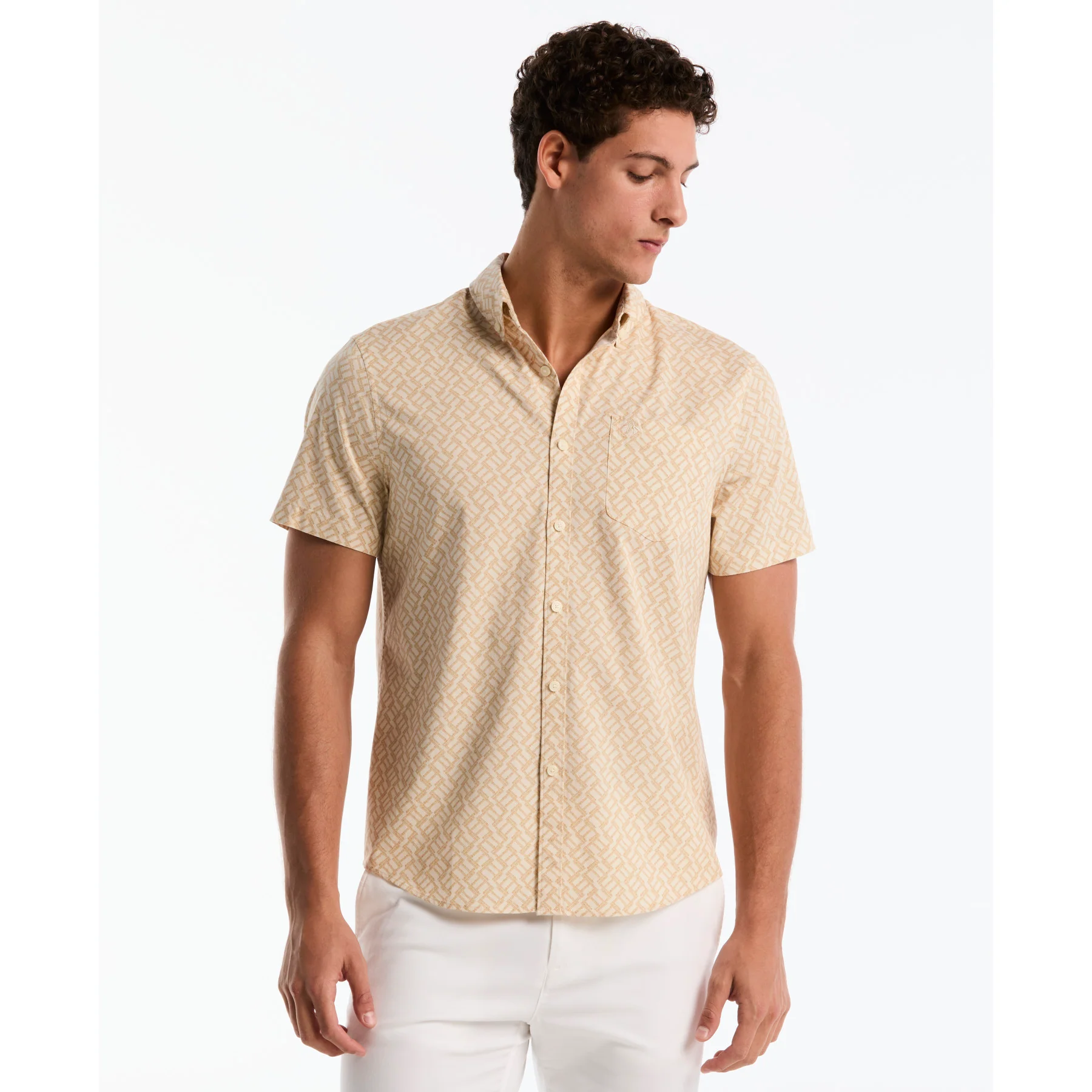 Rattan Stripe Short Sleeve Shirt In Birch