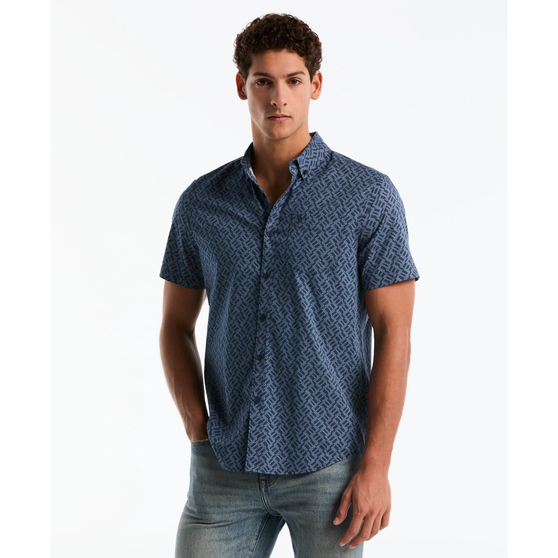Rattan Stripe Short Sleeve Shirt In Sargasso Sea