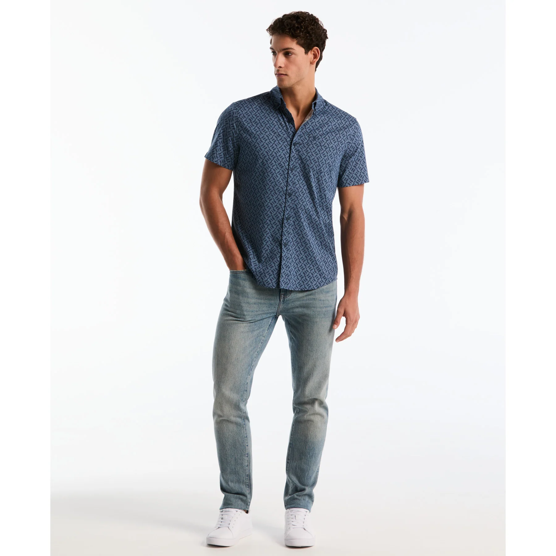 Rattan Stripe Short Sleeve Shirt In Sargasso Sea - Image 2