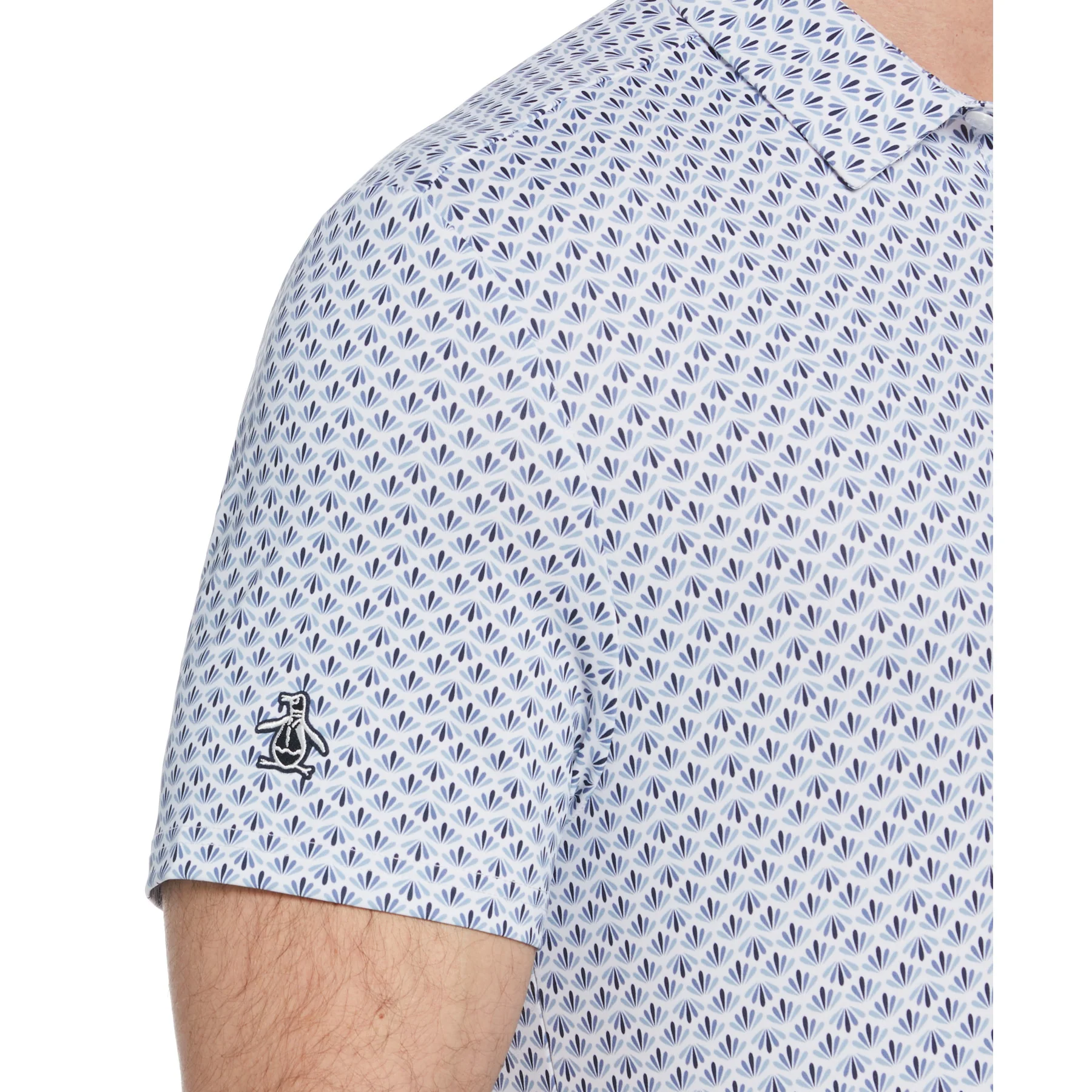 Retro Geo Print Golf Polo Shirt In Black Iris - Image 3