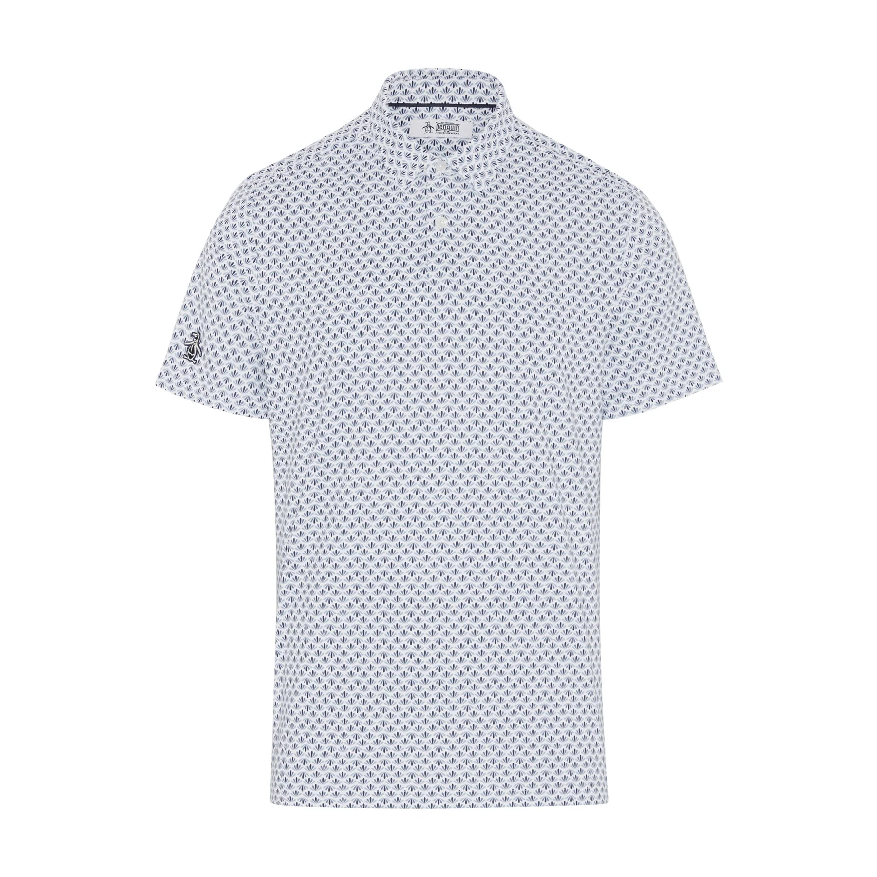 Retro Geo Print Golf Polo Shirt In Black Iris - Image 4