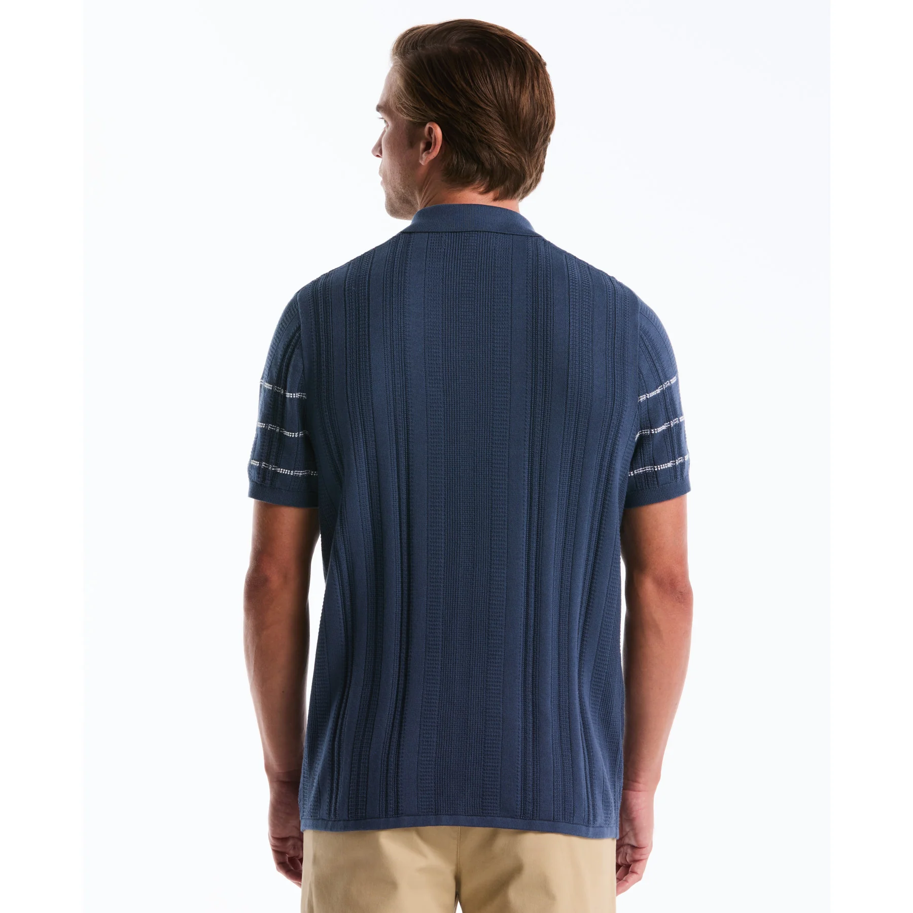 Ribbed Button Front Sweater Polo In Sargasso Sea - Image 3