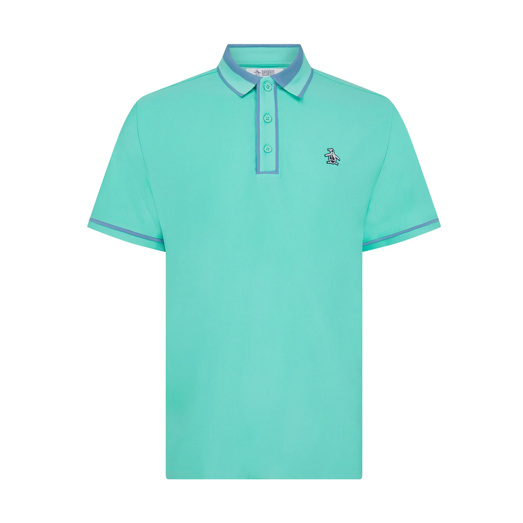 Ribbed Earl Blocked Golf Polo Shirt In Pool Blue - Image 5