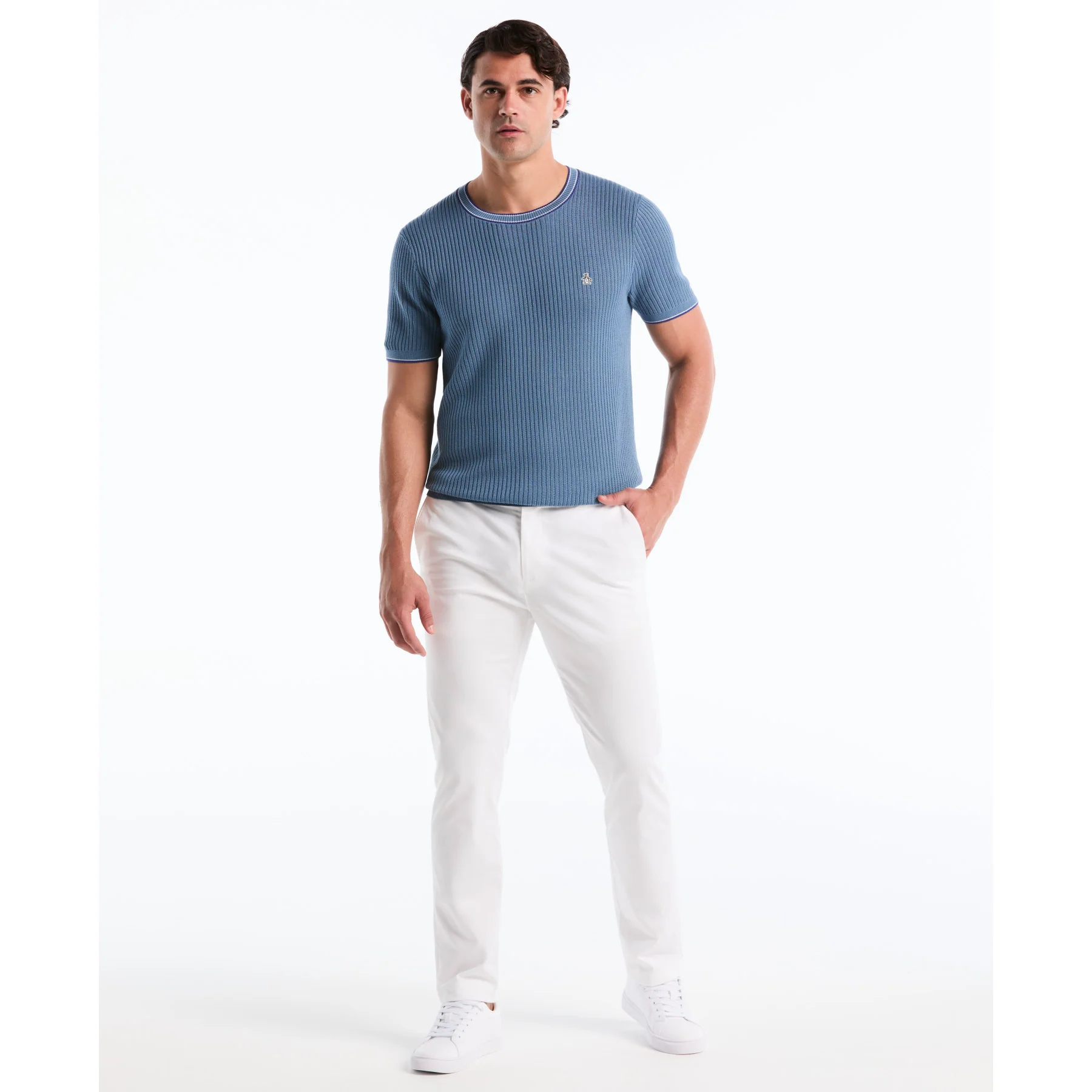 Ribbed Sweater T-Shirt In Copen Blue - Image 2