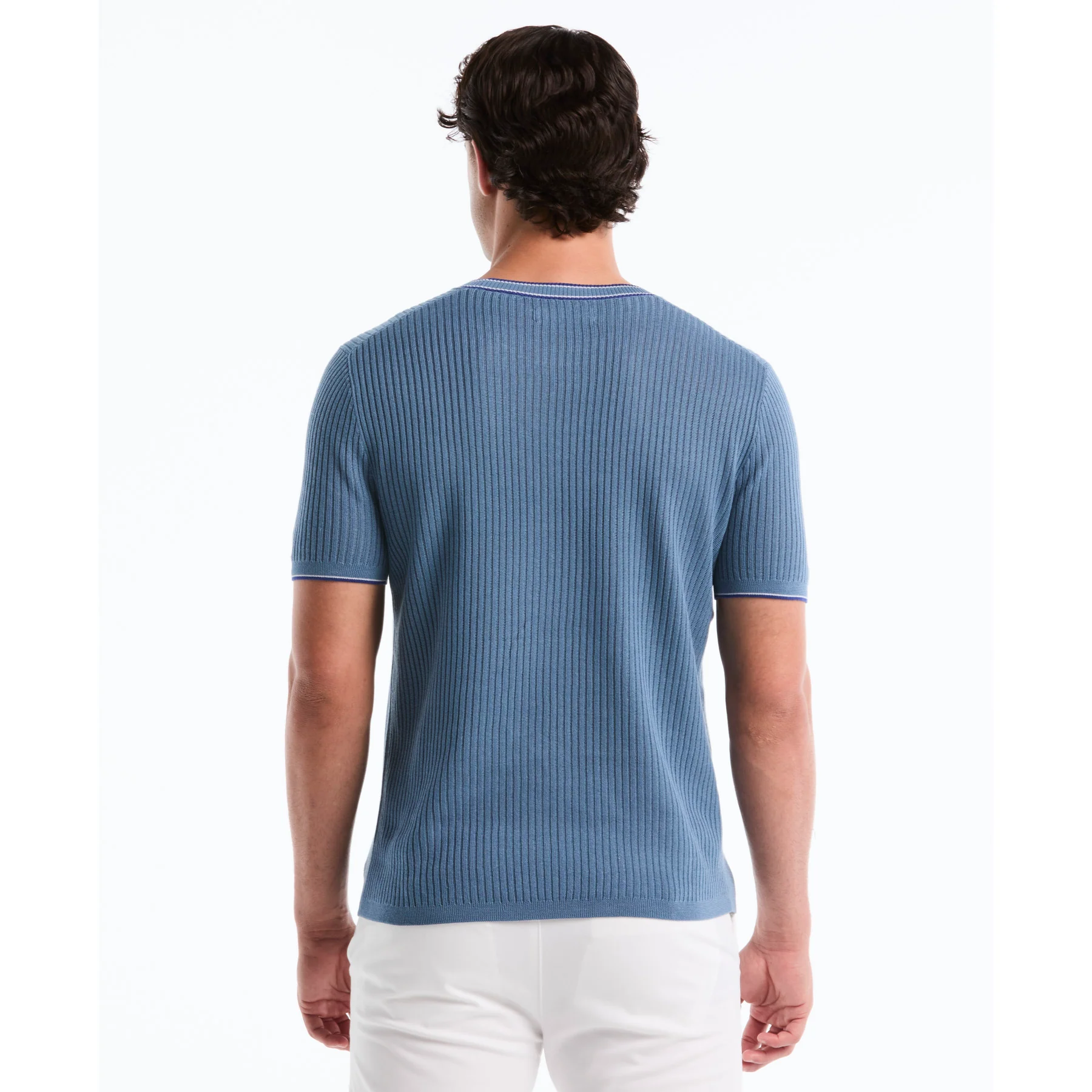 Ribbed Sweater T-Shirt In Copen Blue - Image 3
