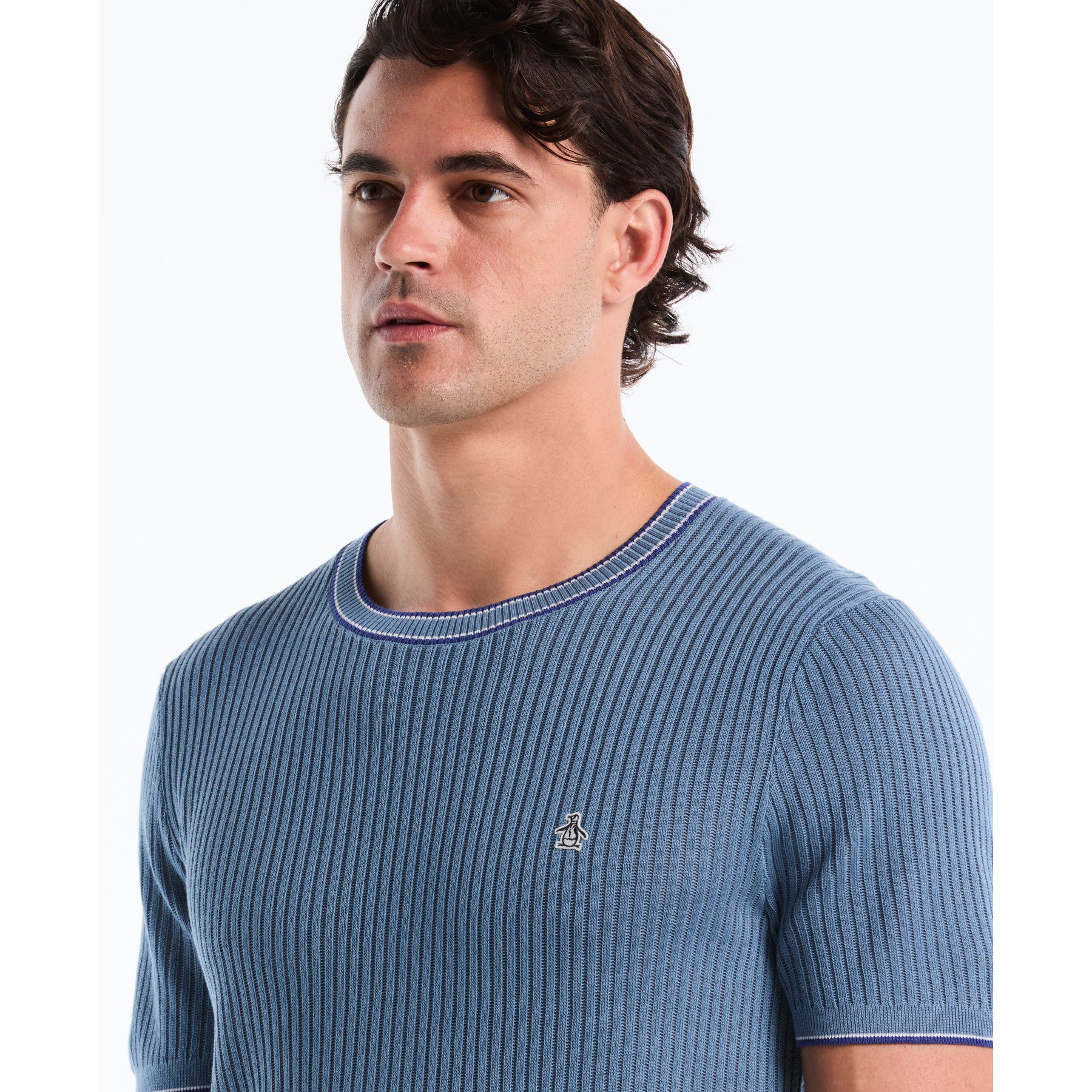 Ribbed Sweater T-Shirt In Copen Blue - Image 4