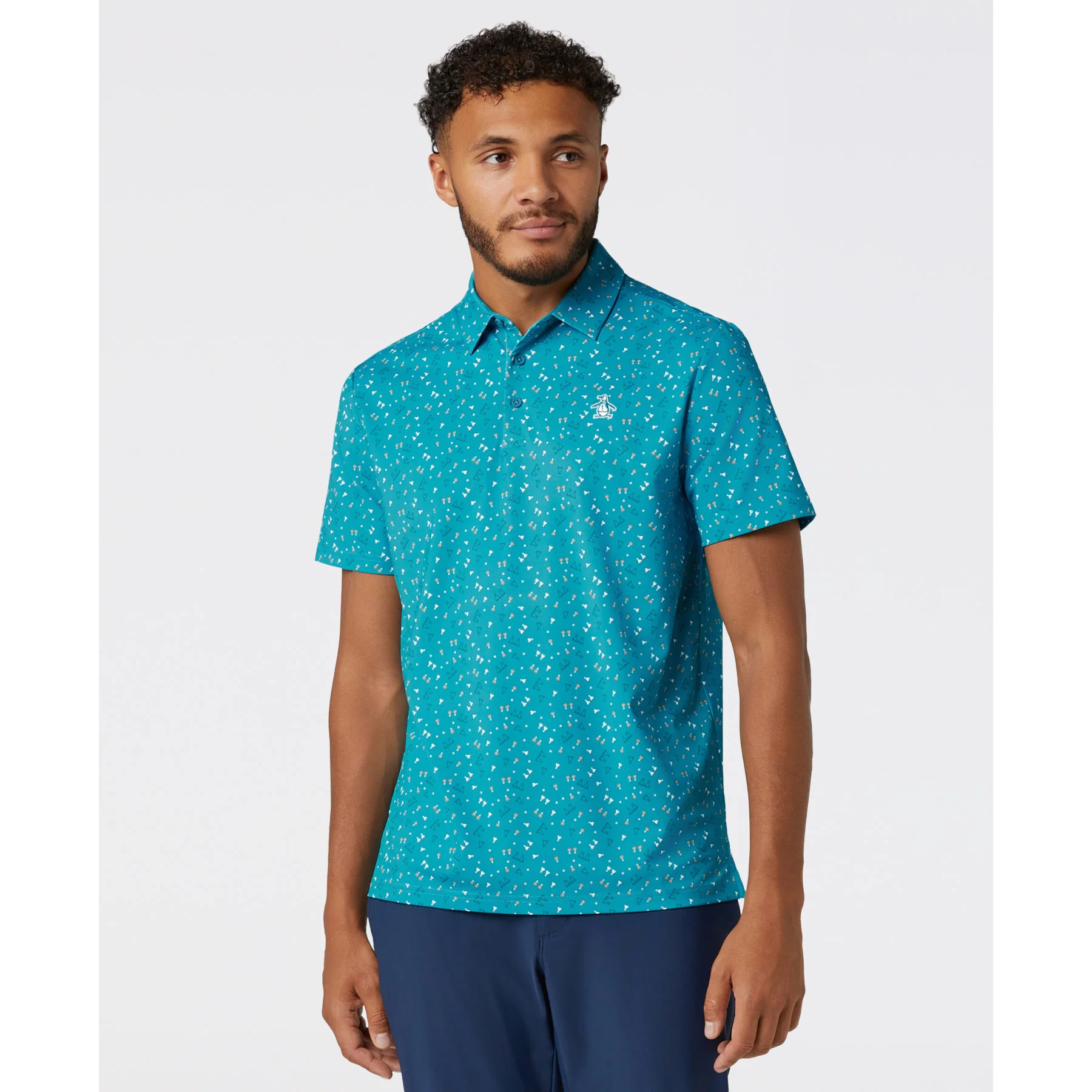 Sake-Tini Print Golf Polo In Caribbean Sea