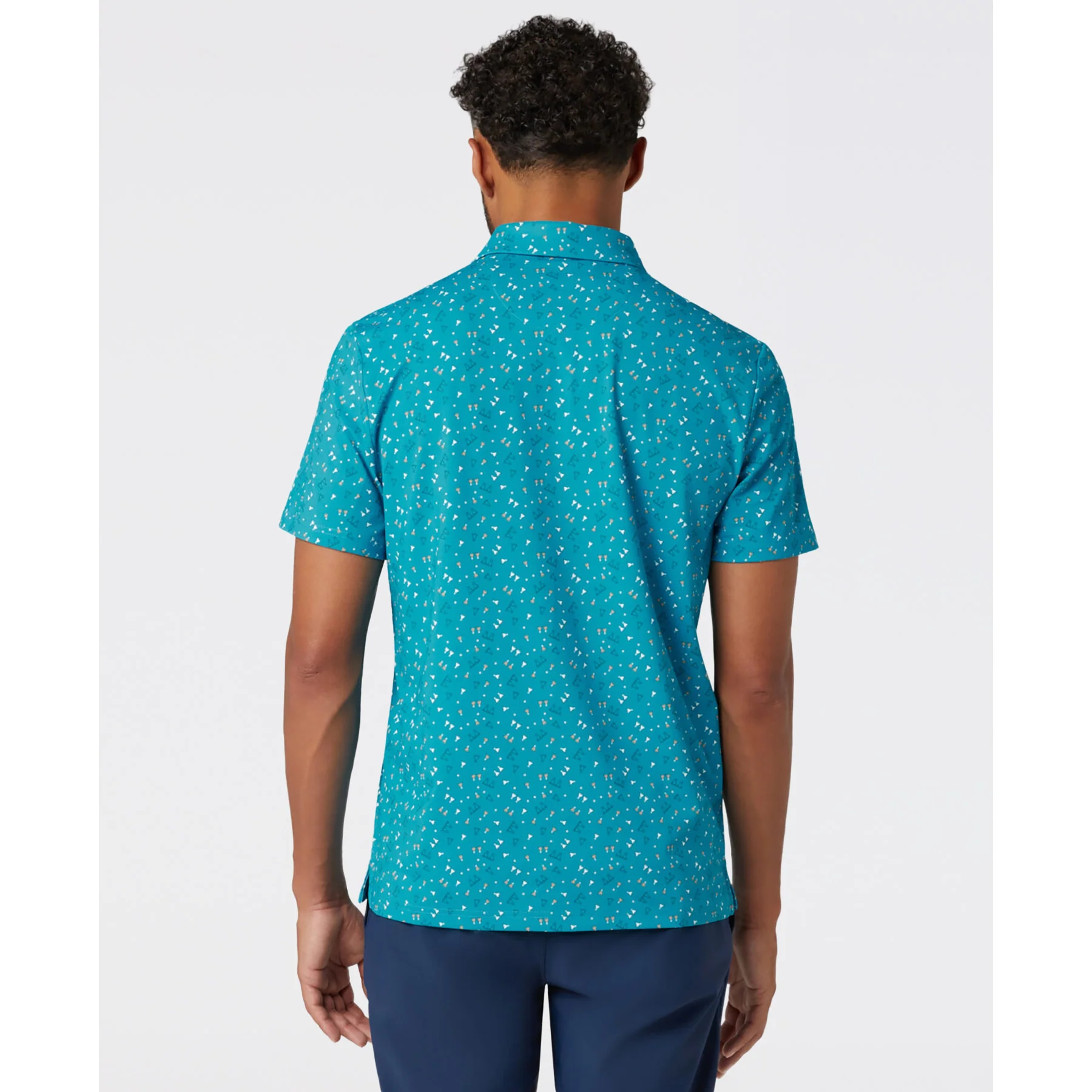 Sake-Tini Print Golf Polo In Caribbean Sea - Image 2