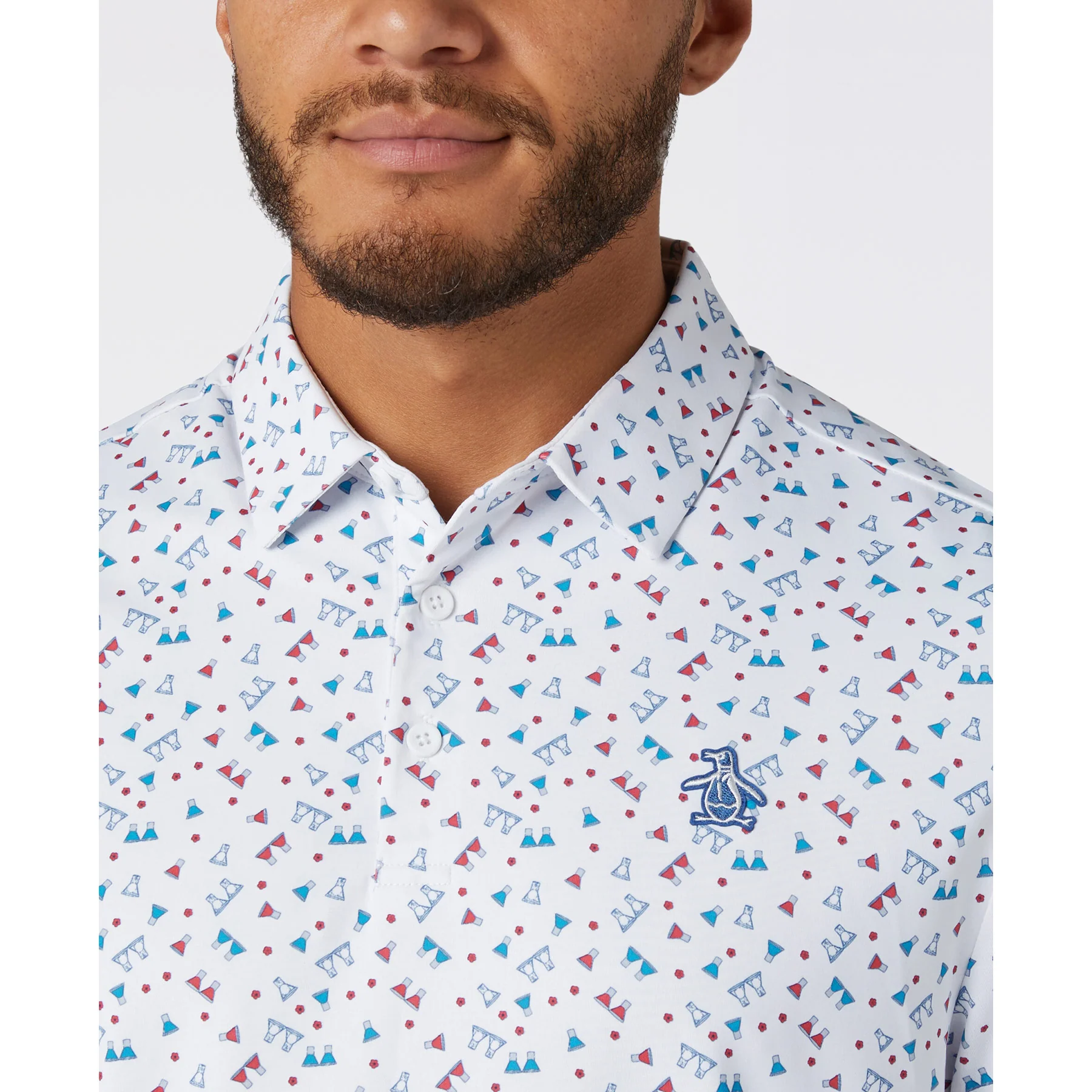 Sake-Tini Print Golf Polo In Bright White - Image 3
