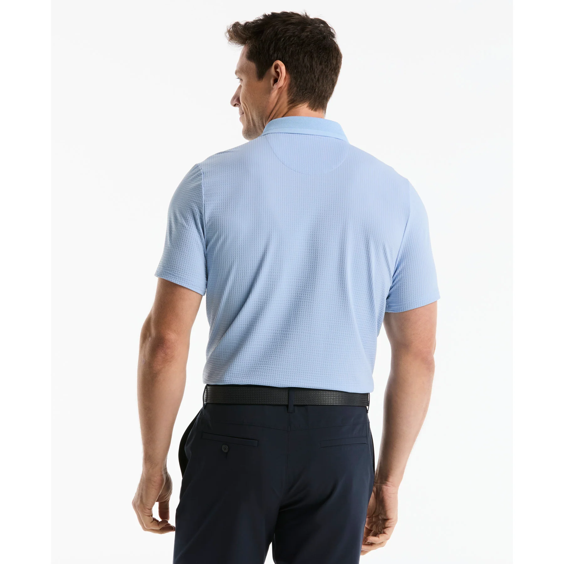 Seersucker Driver's Golf Polo In Baby Blue Jay - Image 2
