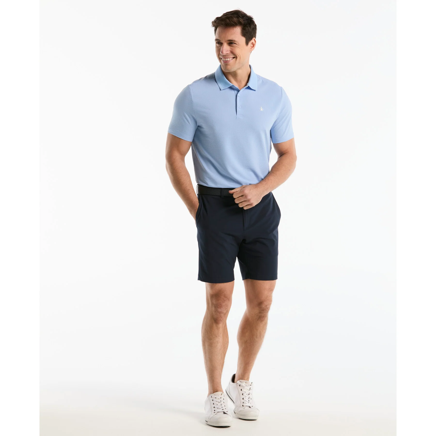 Seersucker Driver's Golf Polo In Baby Blue Jay - Image 4