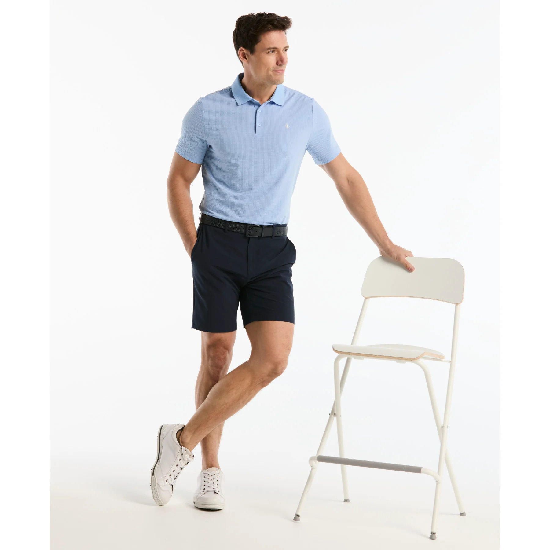 Seersucker Driver's Golf Polo In Baby Blue Jay - Image 5