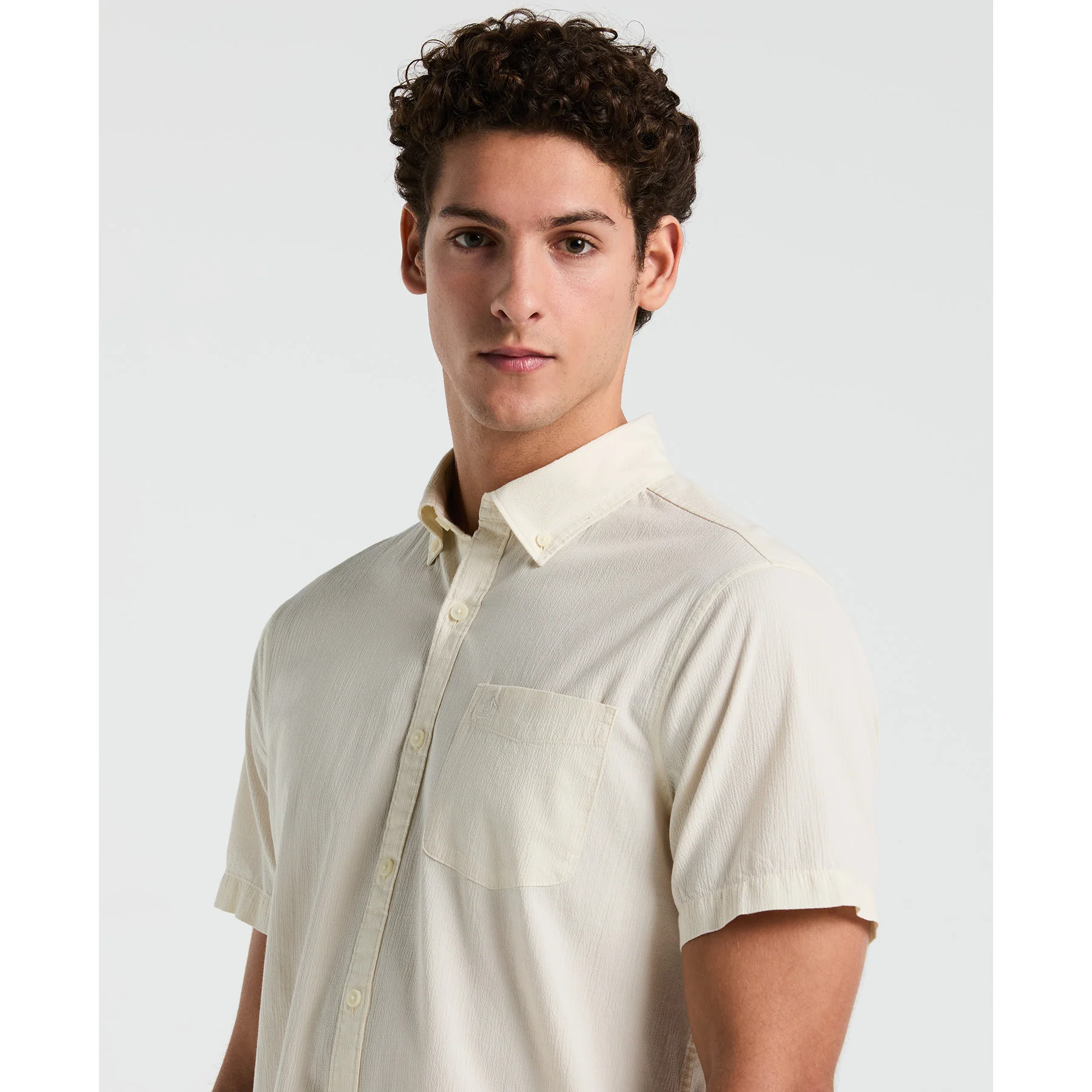Seersucker Short Sleeve Shirt In Birch - Image 3