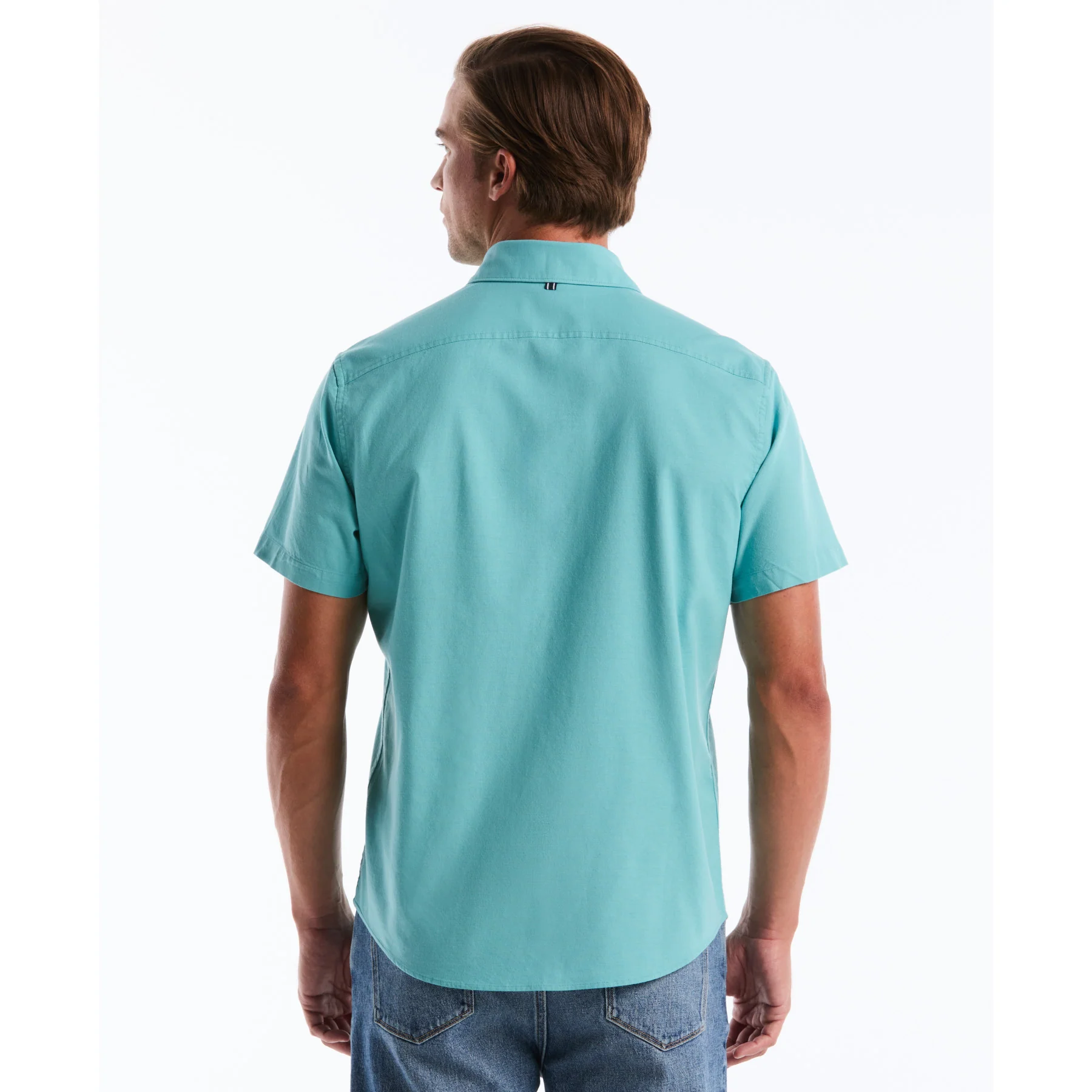 Short Sleeve Oxford Shirt In Aquarelle - Image 2