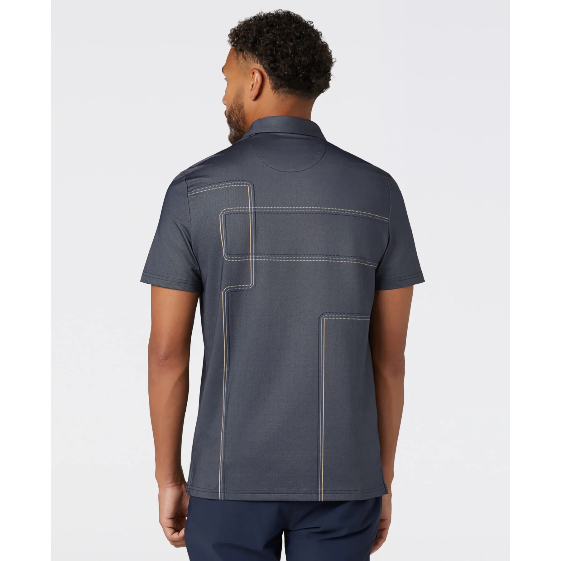 Snow Tracks Print Golf Polo In Black Iris - Image 2