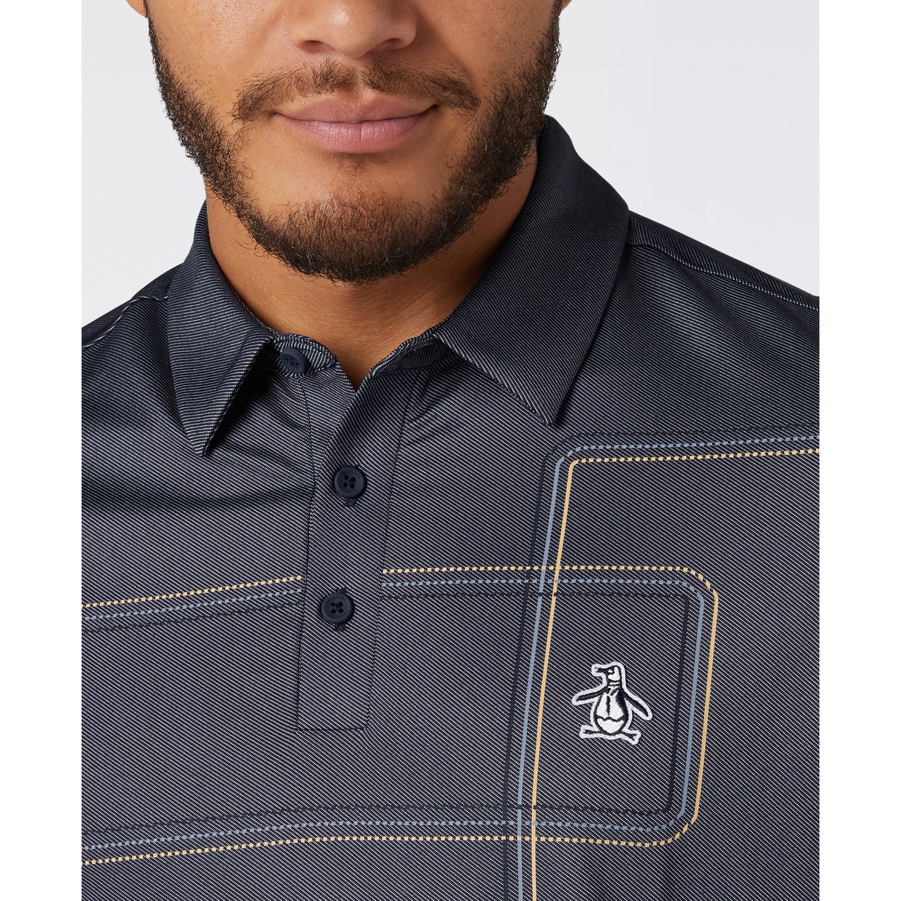 Snow Tracks Print Golf Polo In Black Iris - Image 3