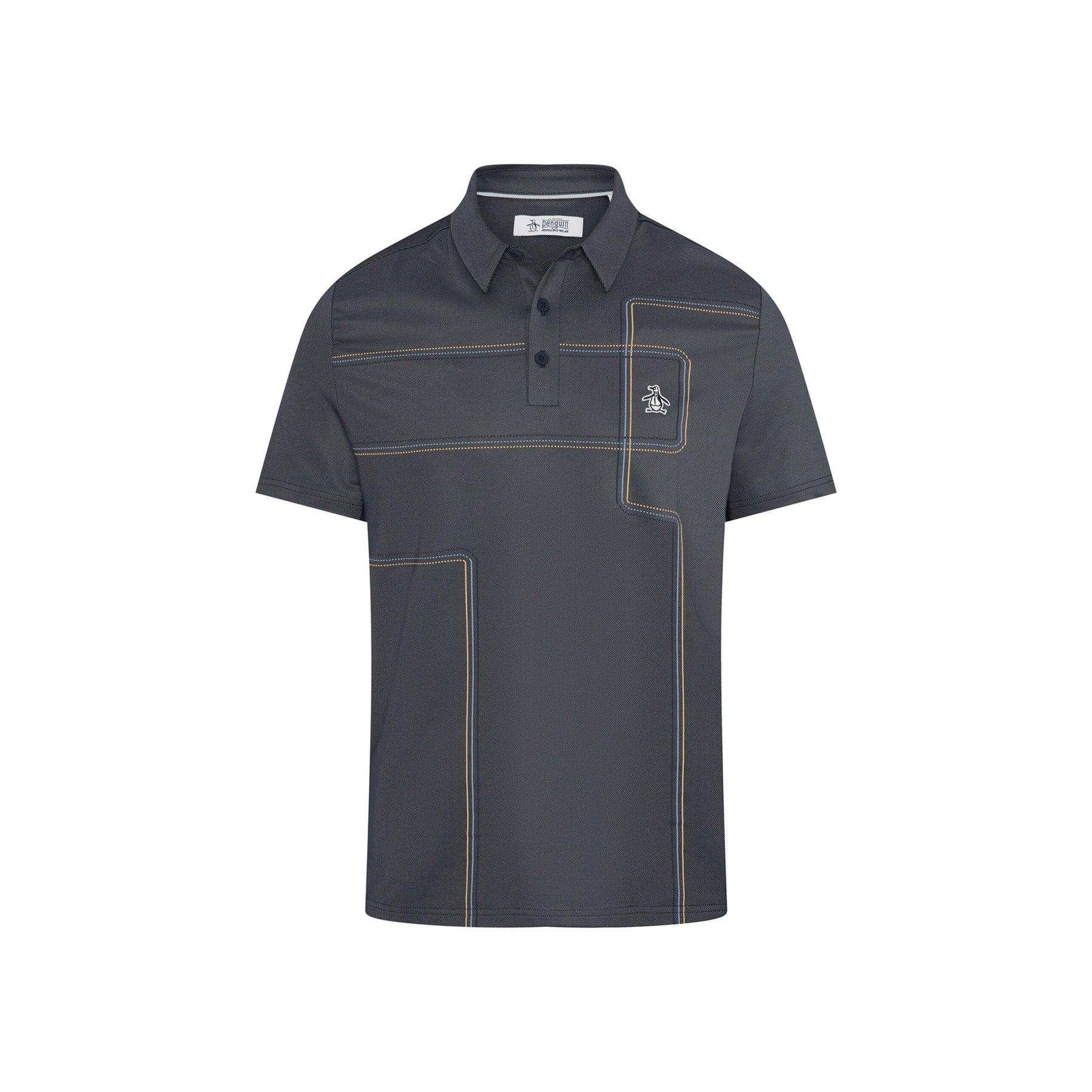 Snow Tracks Print Golf Polo In Black Iris - Image 5