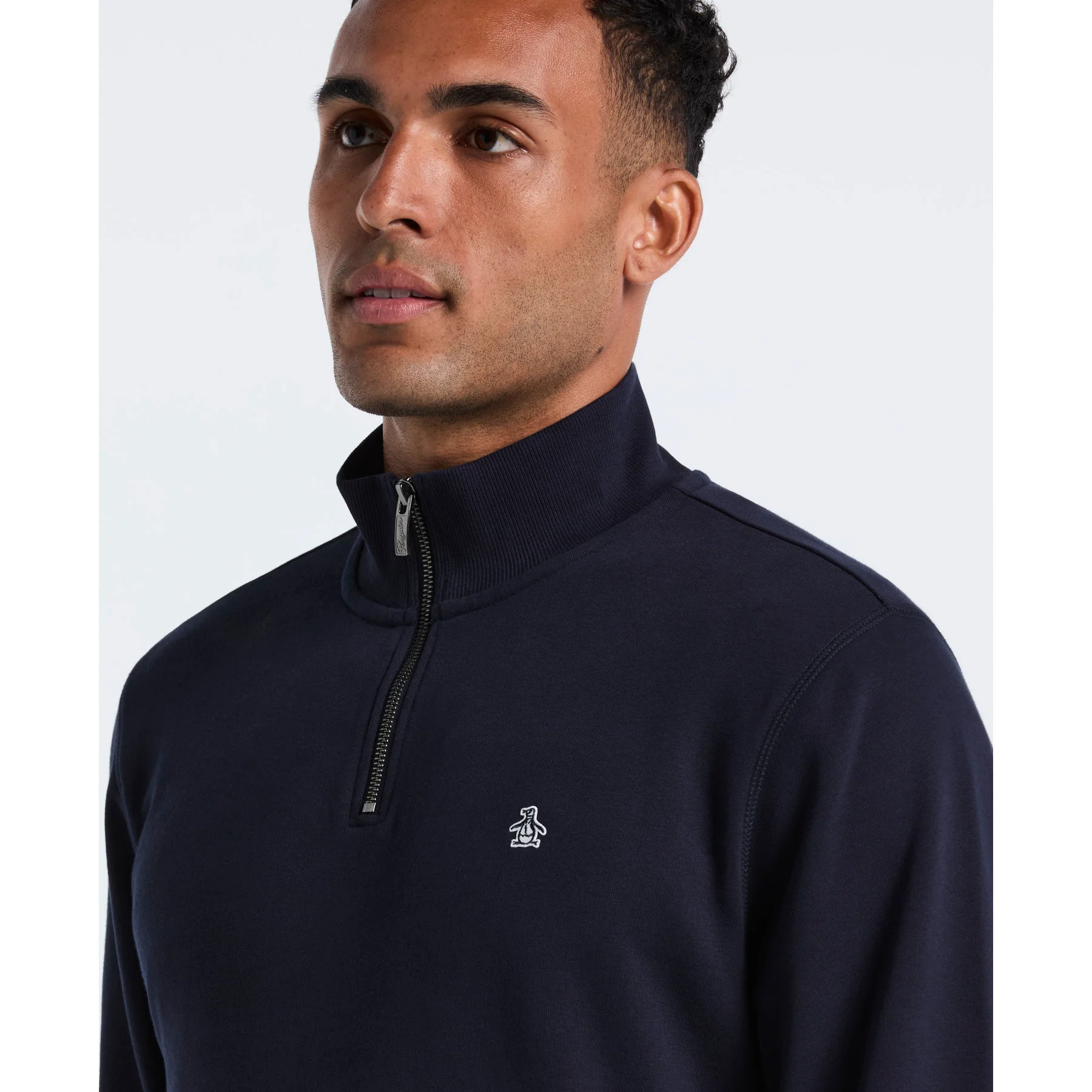 Sticker Pete Quarter Zip Sweatshirt In Dark Sapphire - Image 4