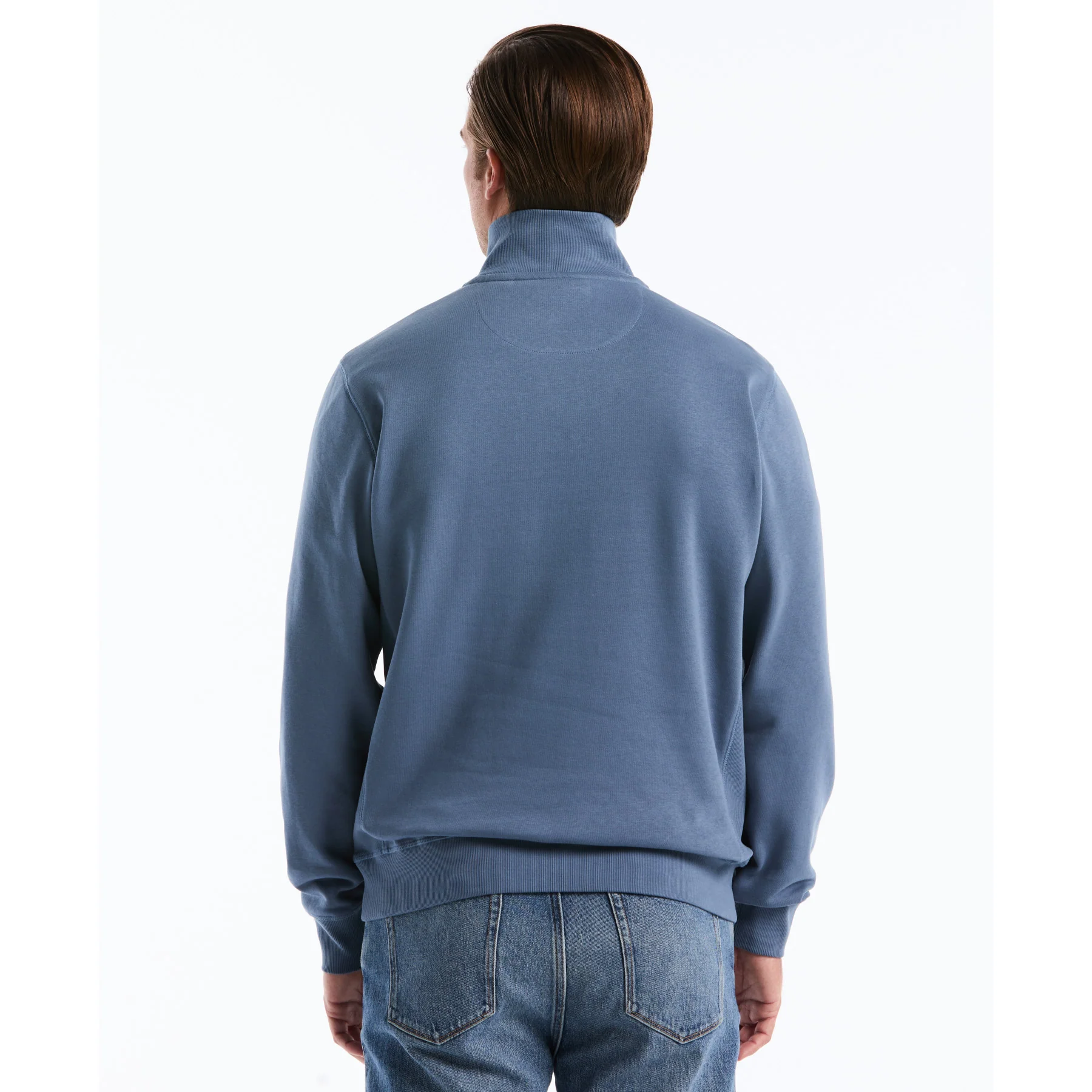 Sticker Pete Quarter Zip Sweatshirt In Copen Blue - Image 3