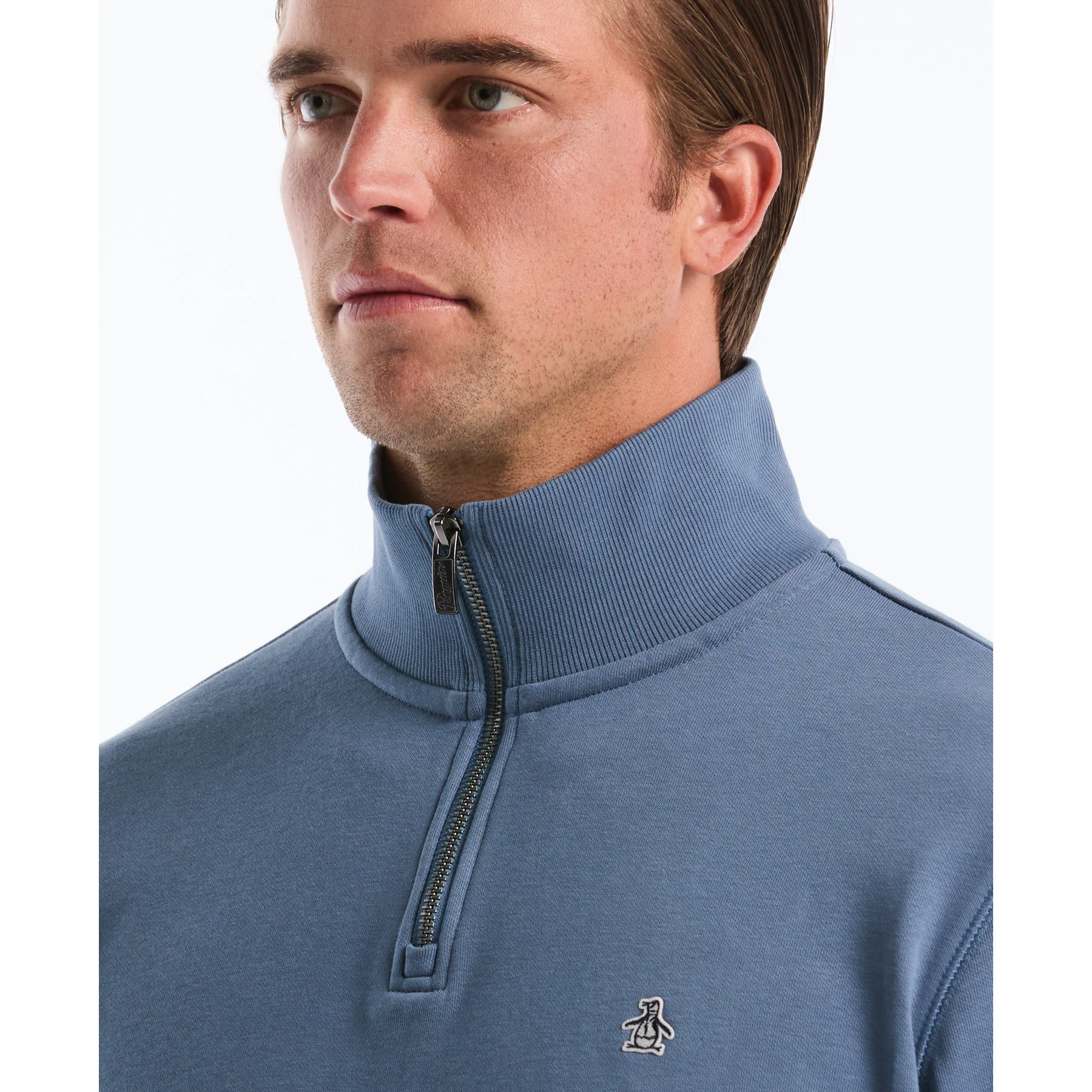 Sticker Pete Quarter Zip Sweatshirt In Copen Blue - Image 4