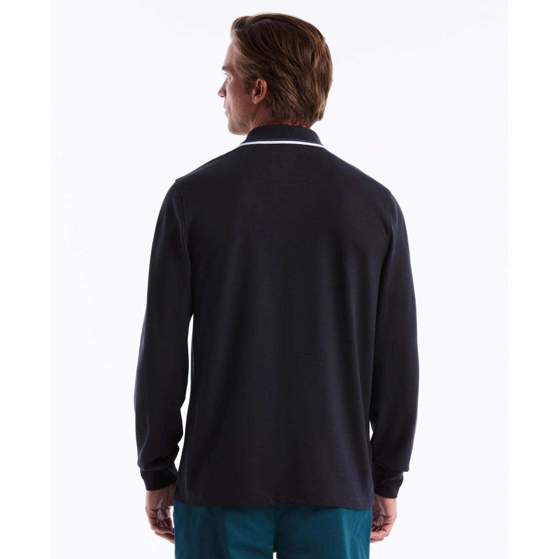 Sticker Pete Tipped Long Sleeve Polo Shirt In Dark Sapphire - Image 2