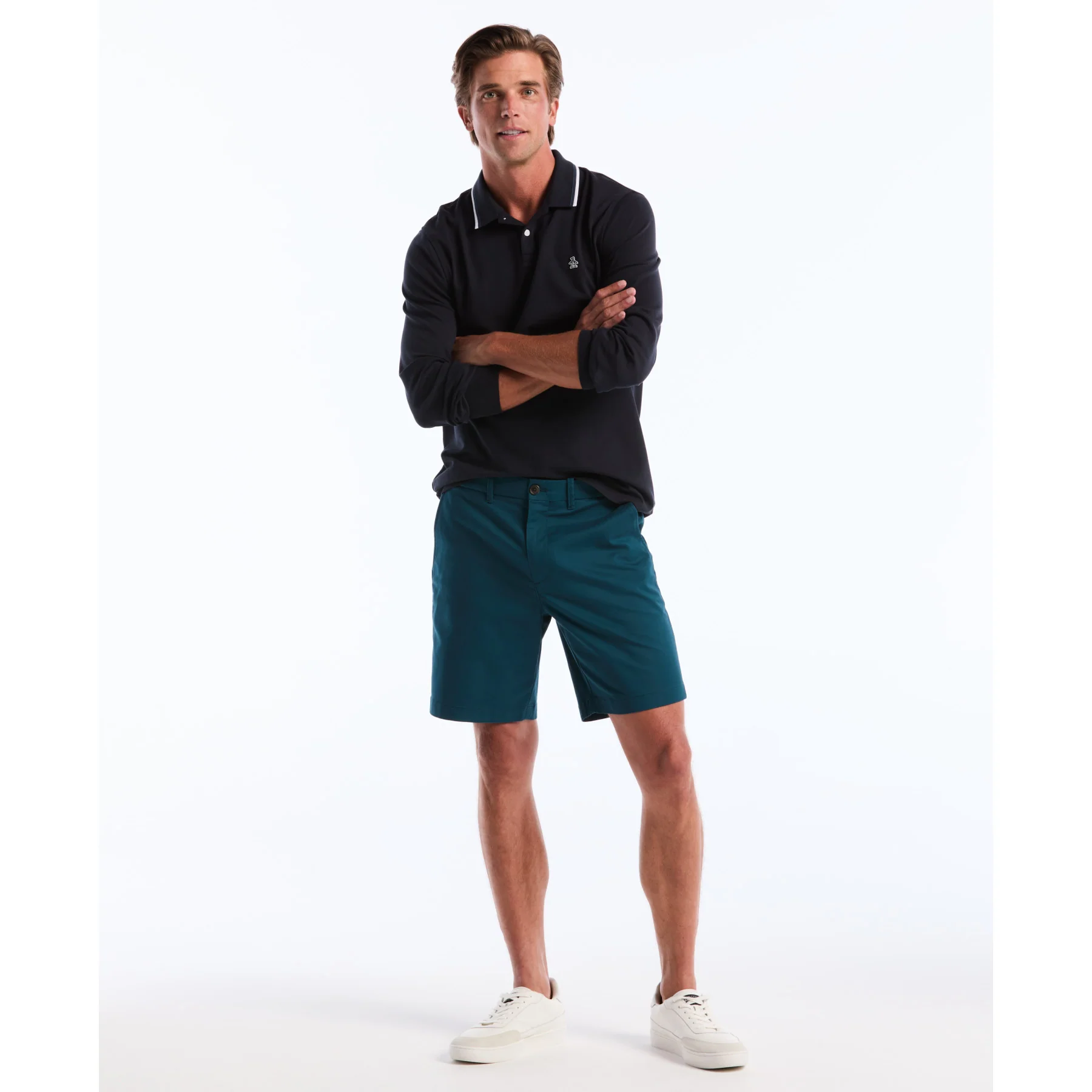 Sticker Pete Tipped Long Sleeve Polo Shirt In Dark Sapphire - Image 5