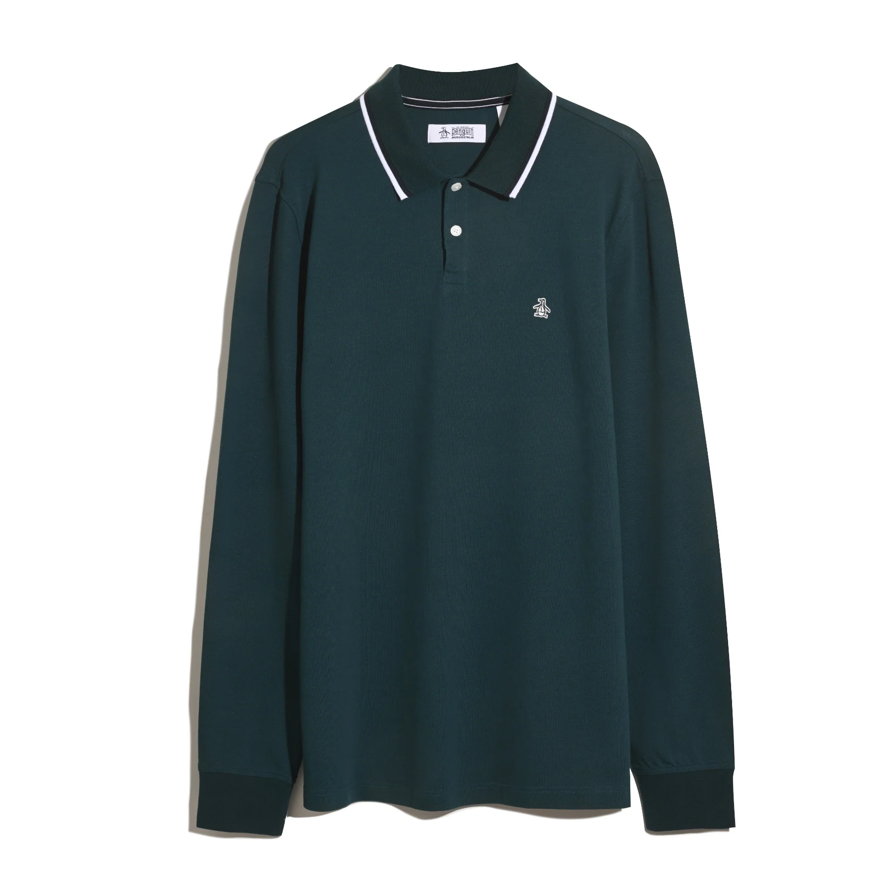 Sticker Pete Tipped Long Sleeve Polo Shirt In Reflecting Pond - Image 5