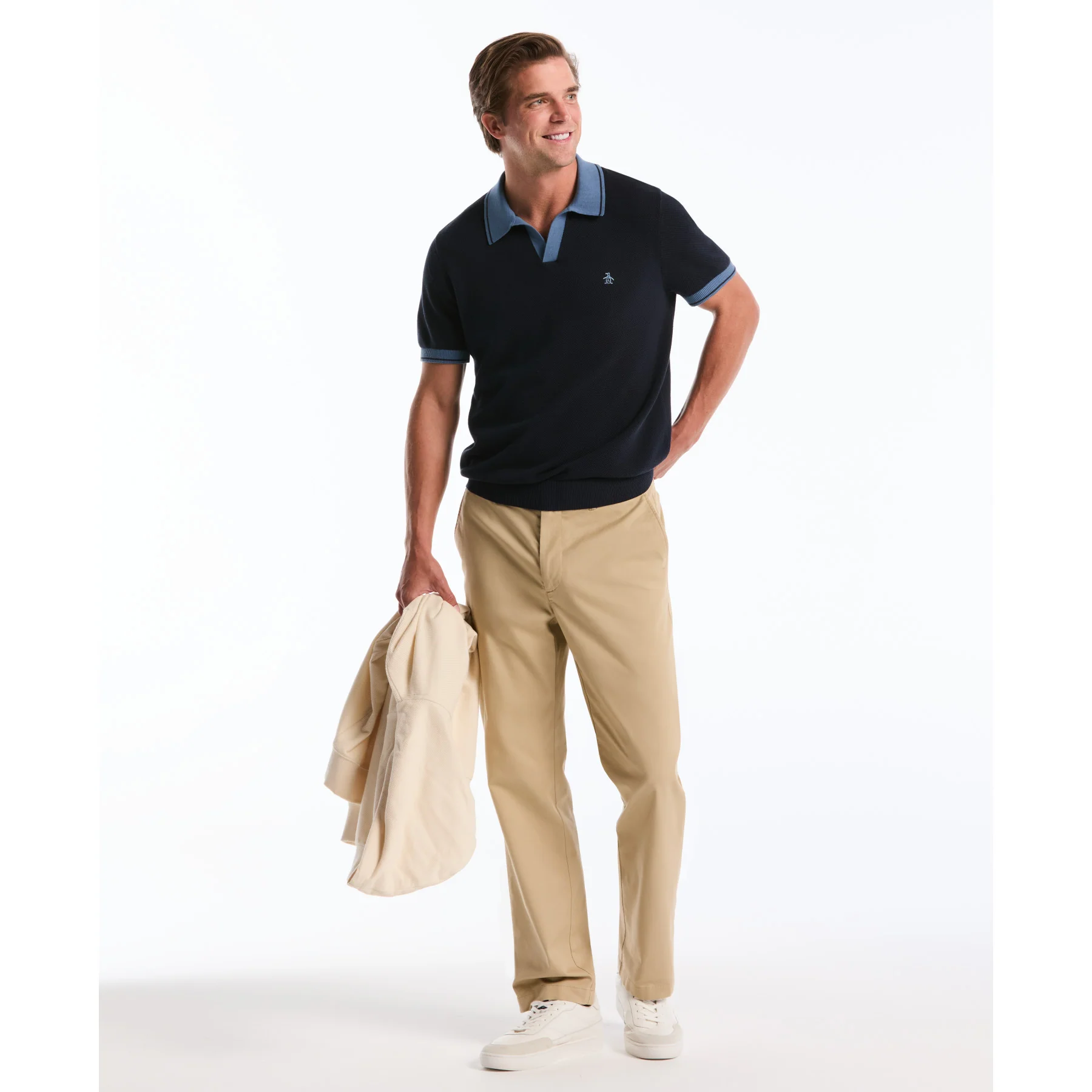 Straight Fit Chinos In Travertine - Image 4