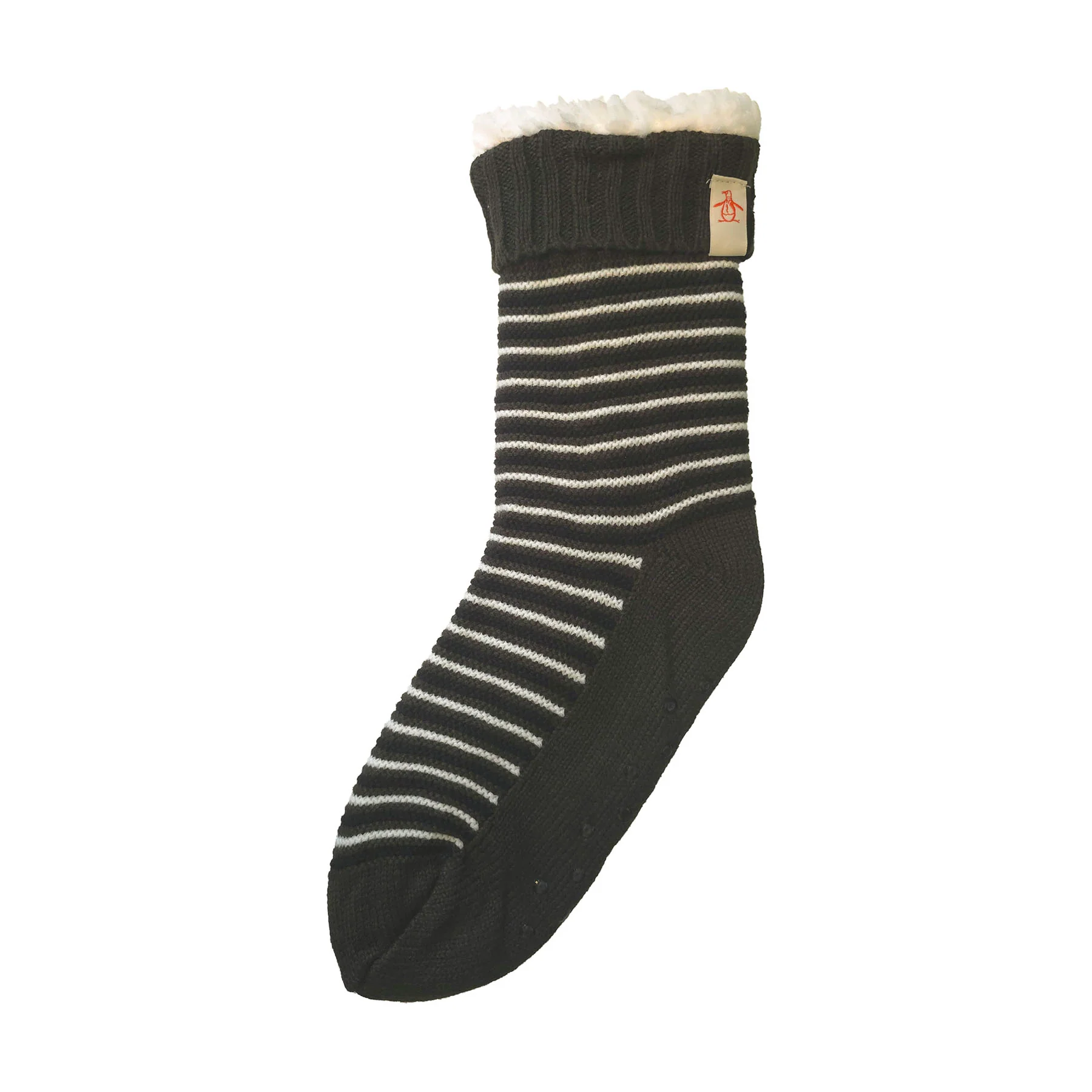 Stripe Slipper Socks In Khaki - Image 2