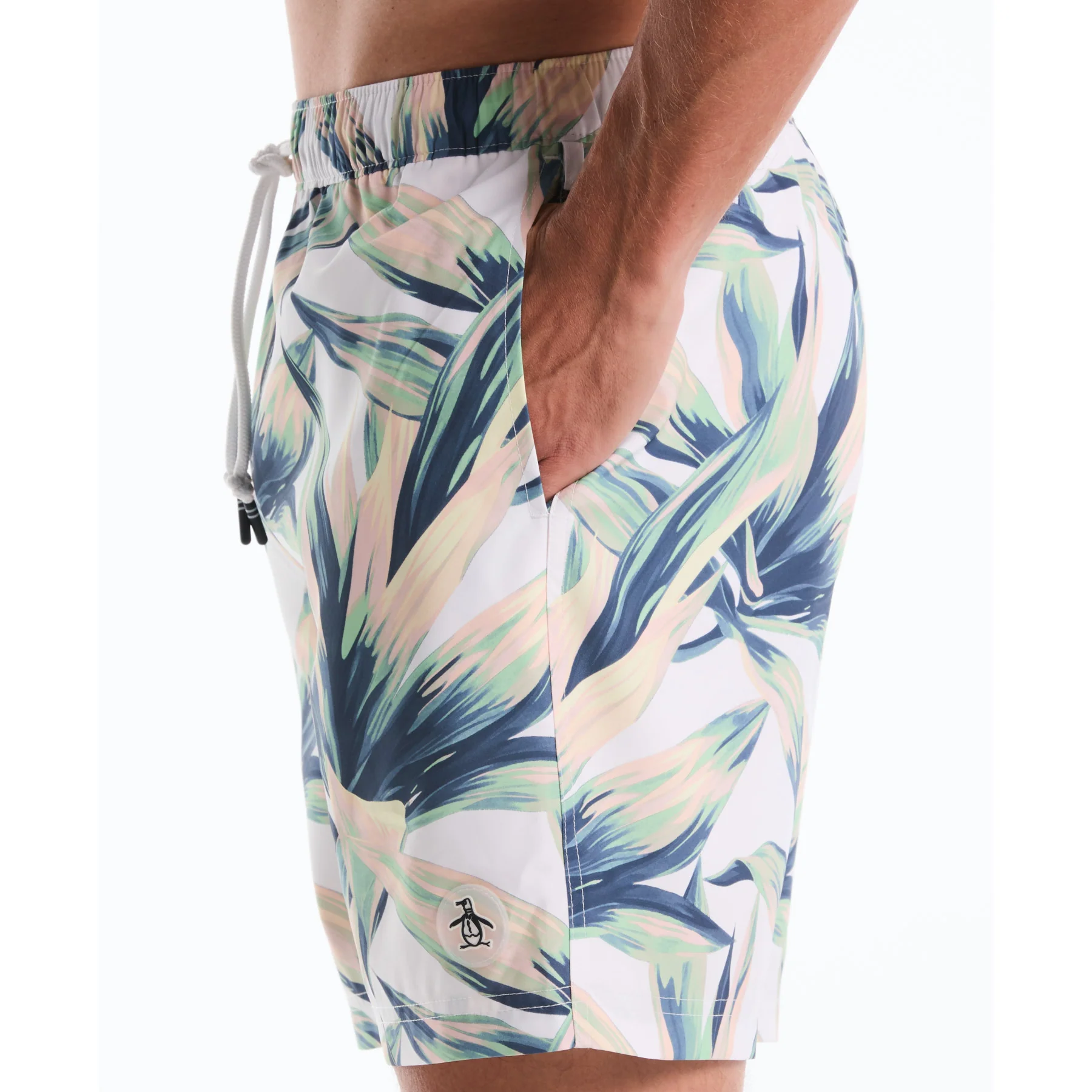 Succulent Print Swim Shorts In Bright White - Image 4
