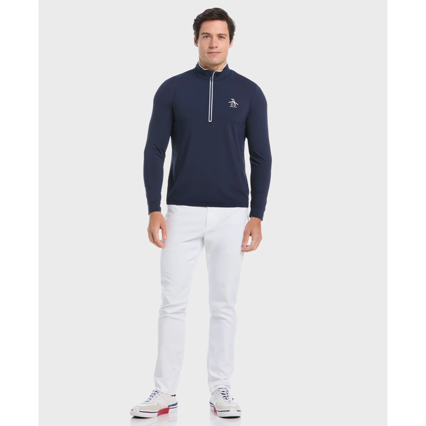 Technical Earl 1/4 Zip Golf Sweater In Black Iris - Image 4