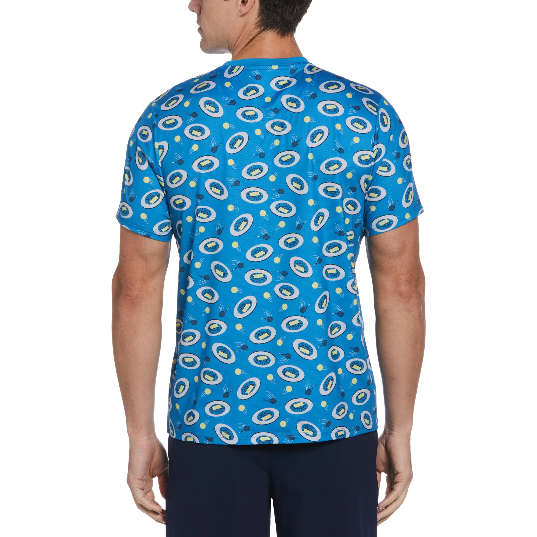 Print Crew Neck Tennis T-Shirt In Mediterranean Blue - Image 2