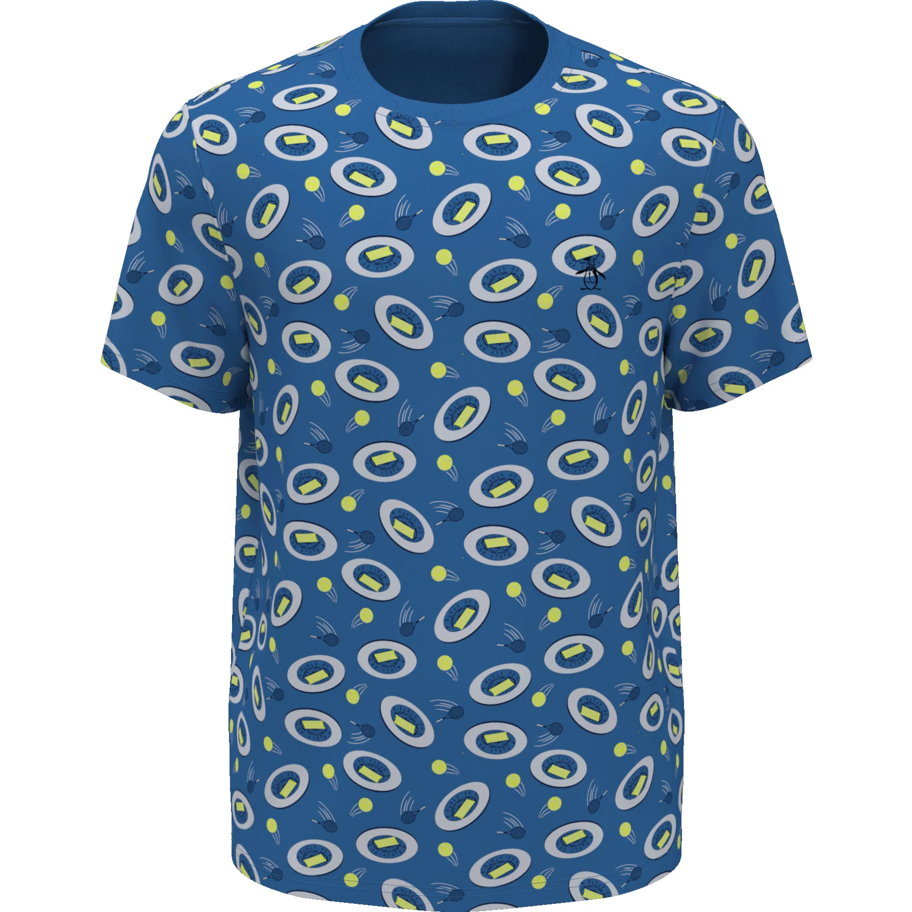Print Crew Neck Tennis T-Shirt In Mediterranean Blue - Image 4