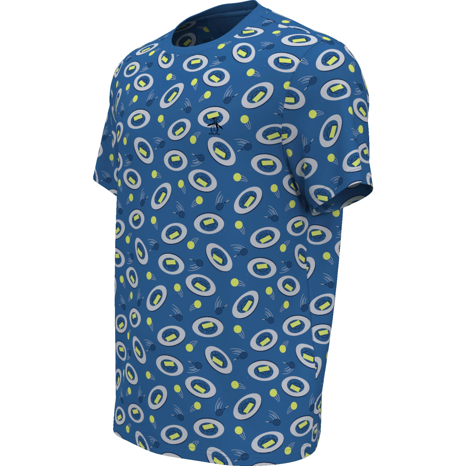 Print Crew Neck Tennis T-Shirt In Mediterranean Blue - Image 5