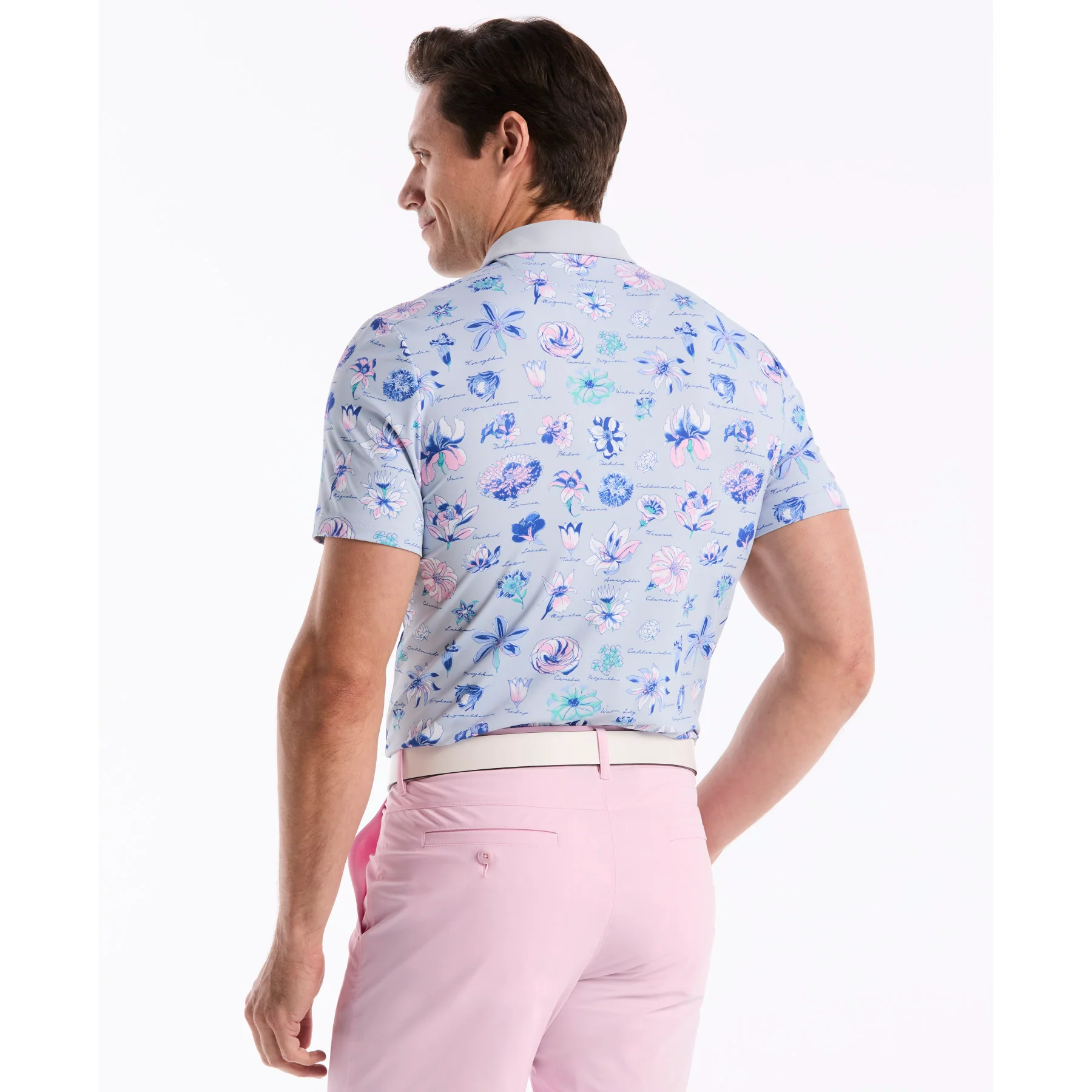 Textbook Floral Golf Polo In Gray Dawn - Image 2