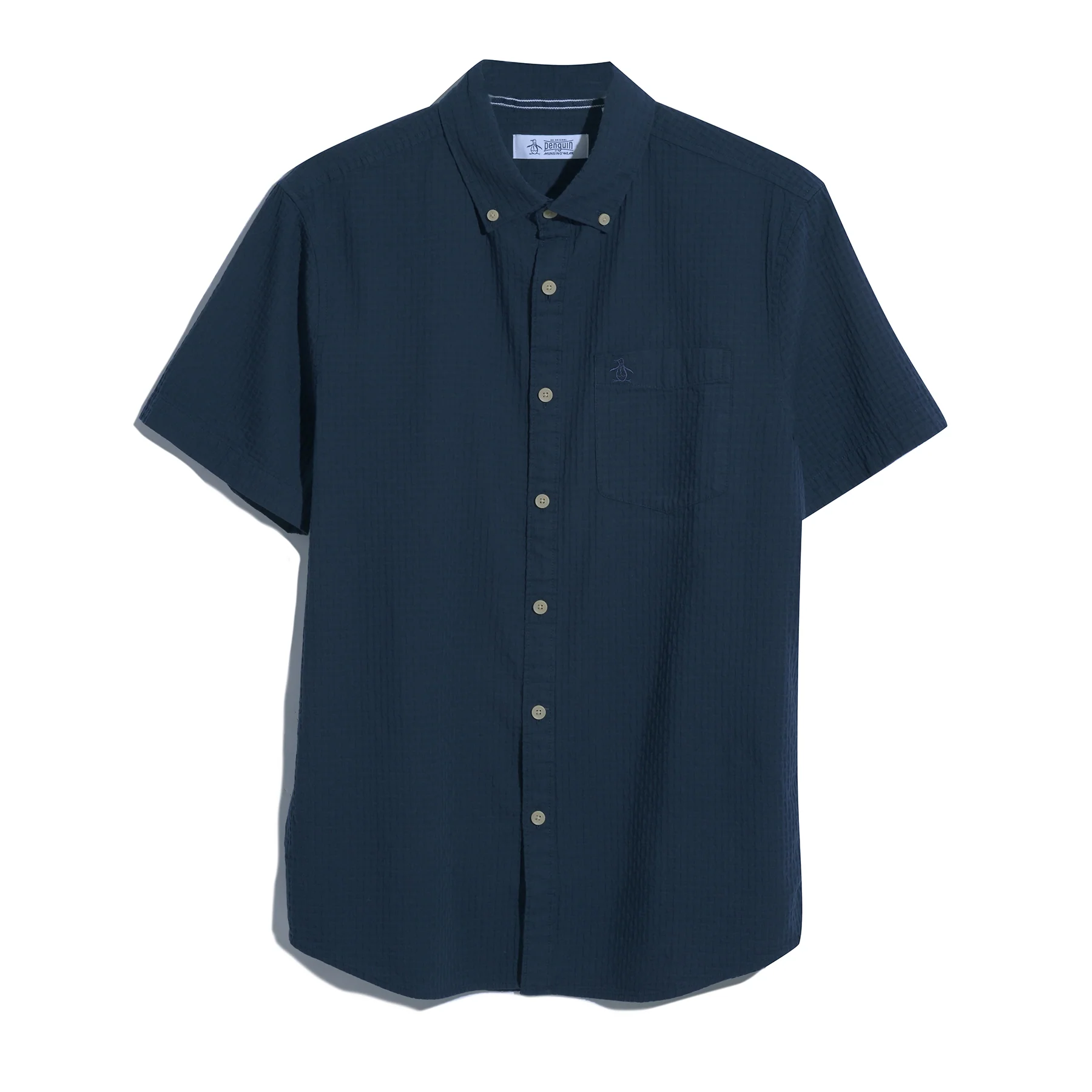 Textured Dobby Short Sleeve Shirt In Dark Sapphire - Image 5
