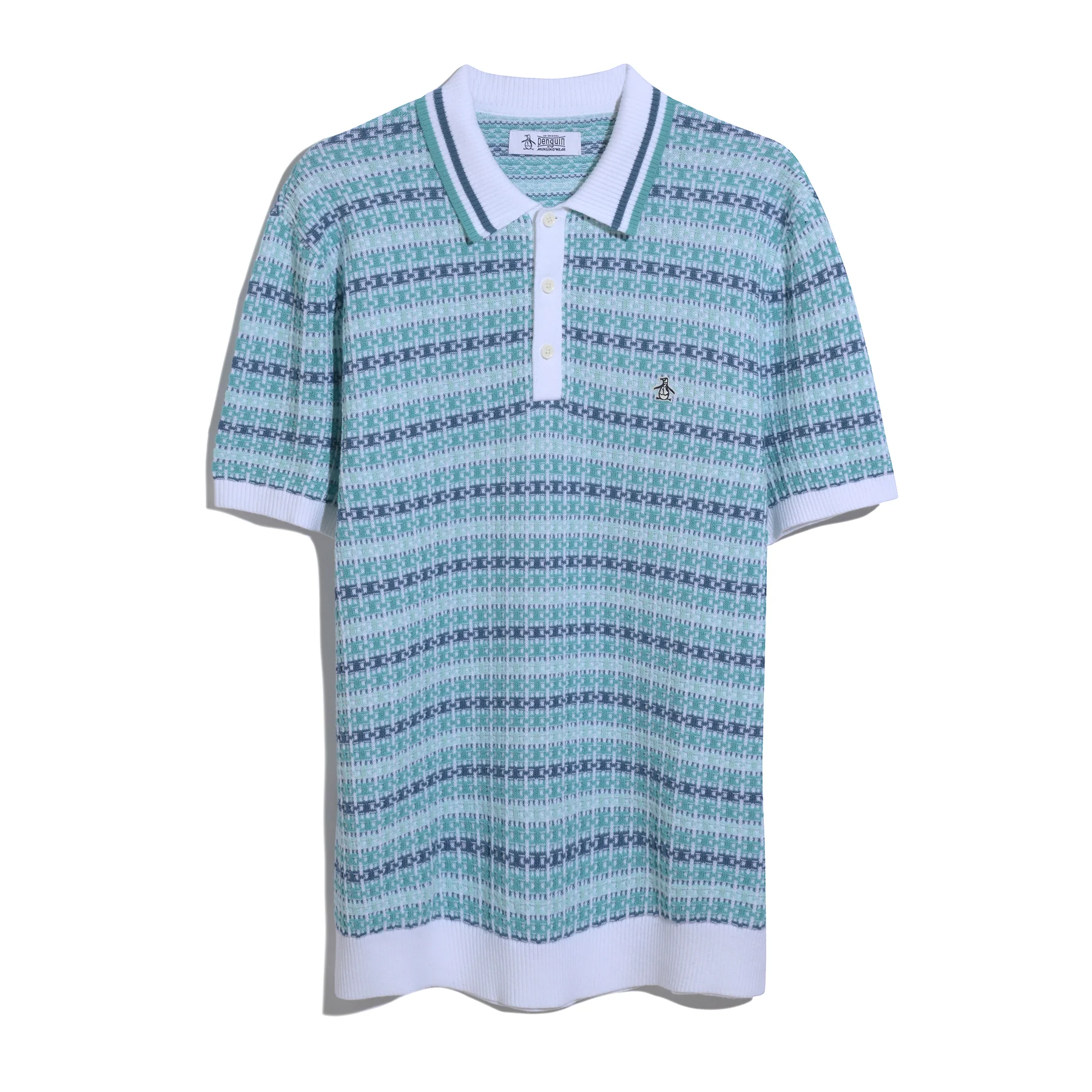 Textured Jacquard Sweater Polo In Bright White - Image 6