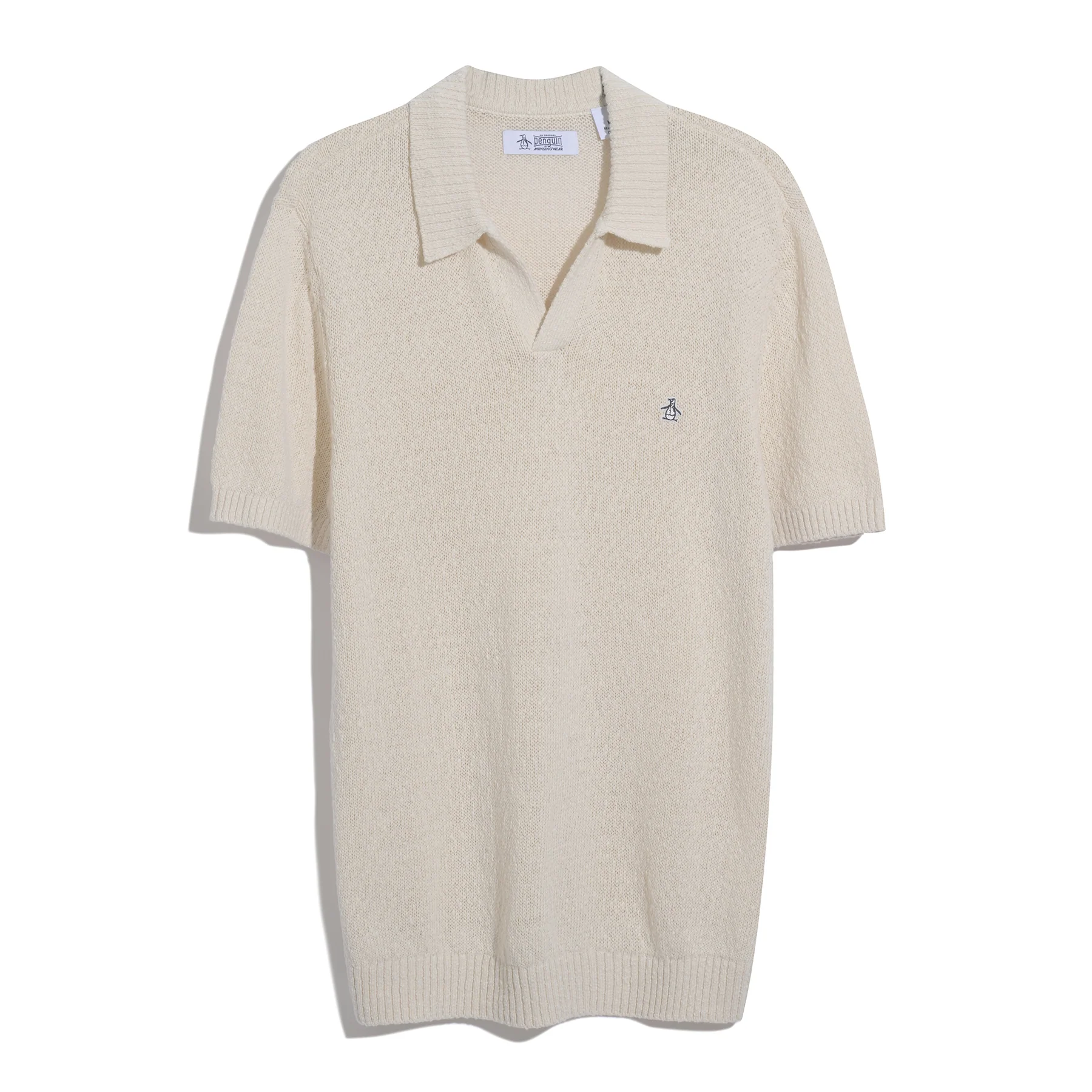 Textured Johnny Collar Sweater Polo In Birch - Image 6
