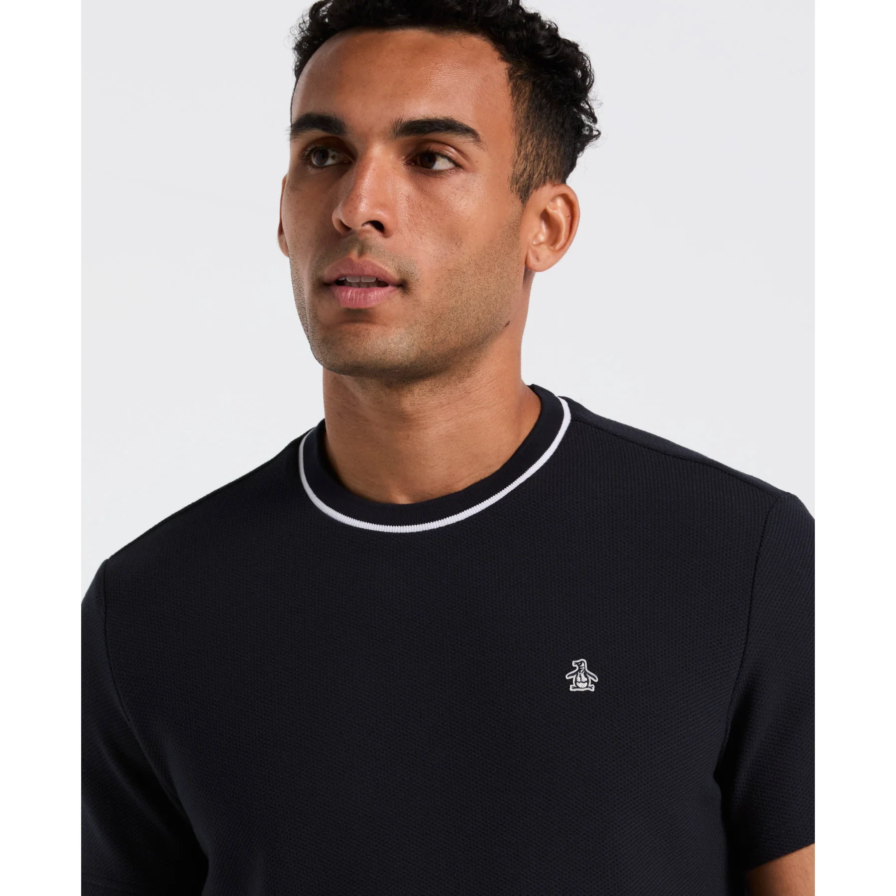 Textured Ringer T-Shirt In Dark Sapphire - Image 3