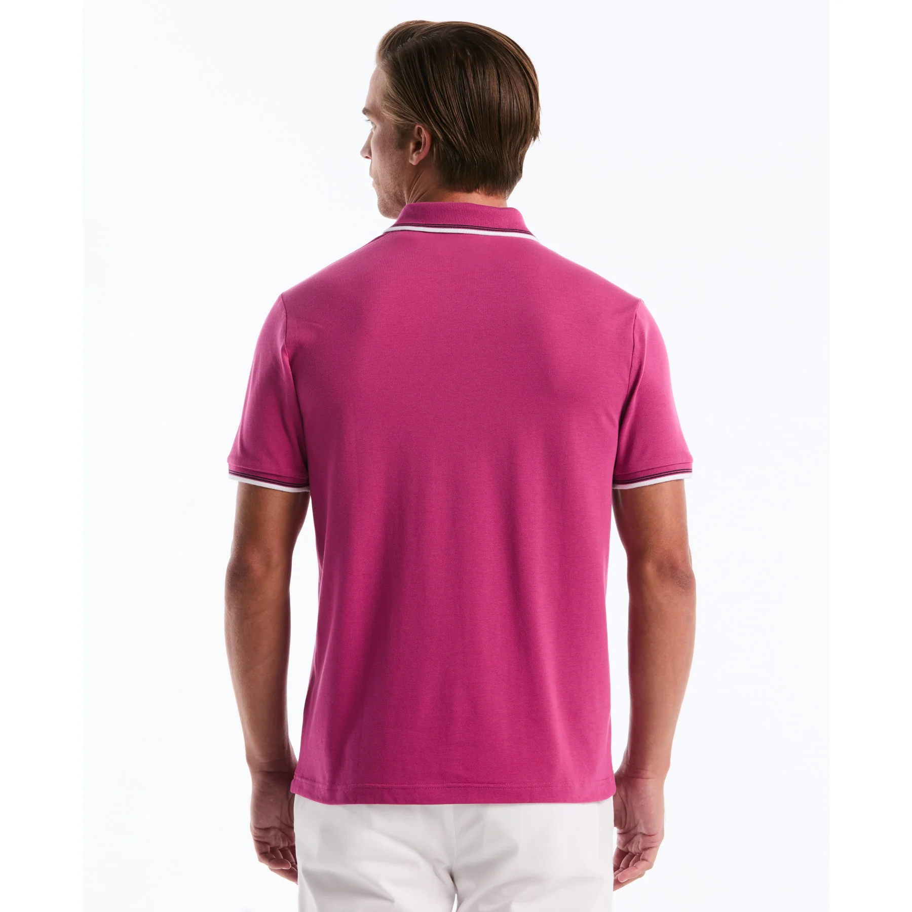 Tipped Pique Polo Shirt In Magenta Haze - Image 2