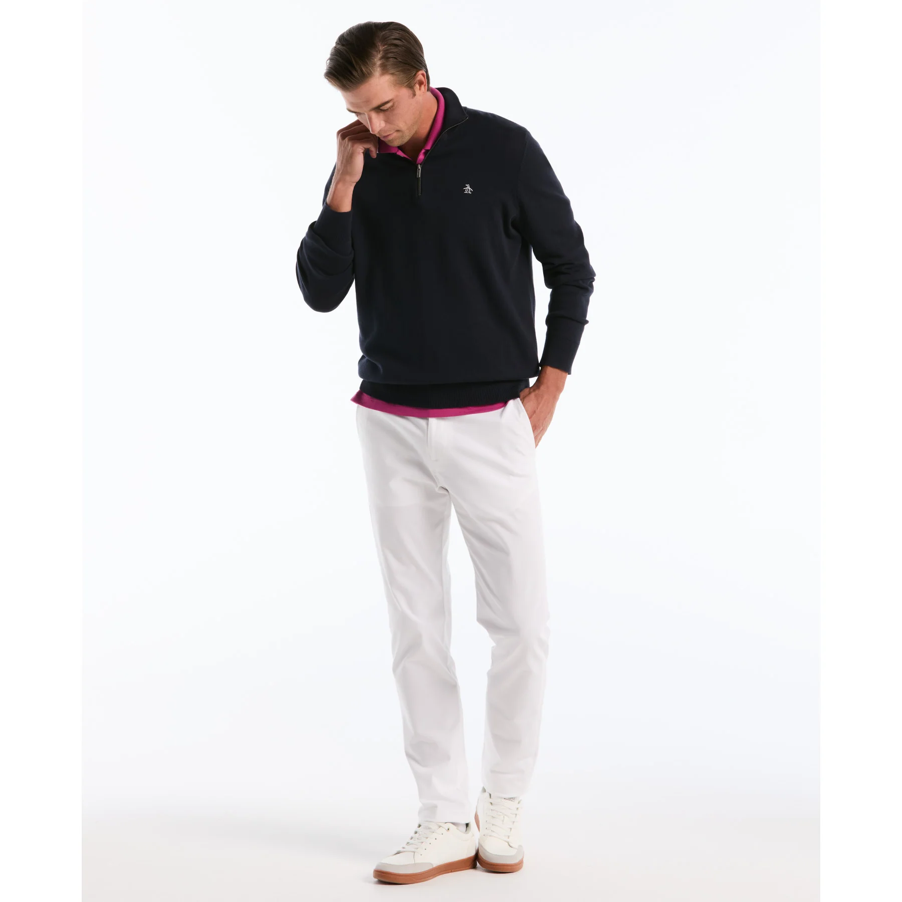 Tipped Pique Polo Shirt In Magenta Haze - Image 5