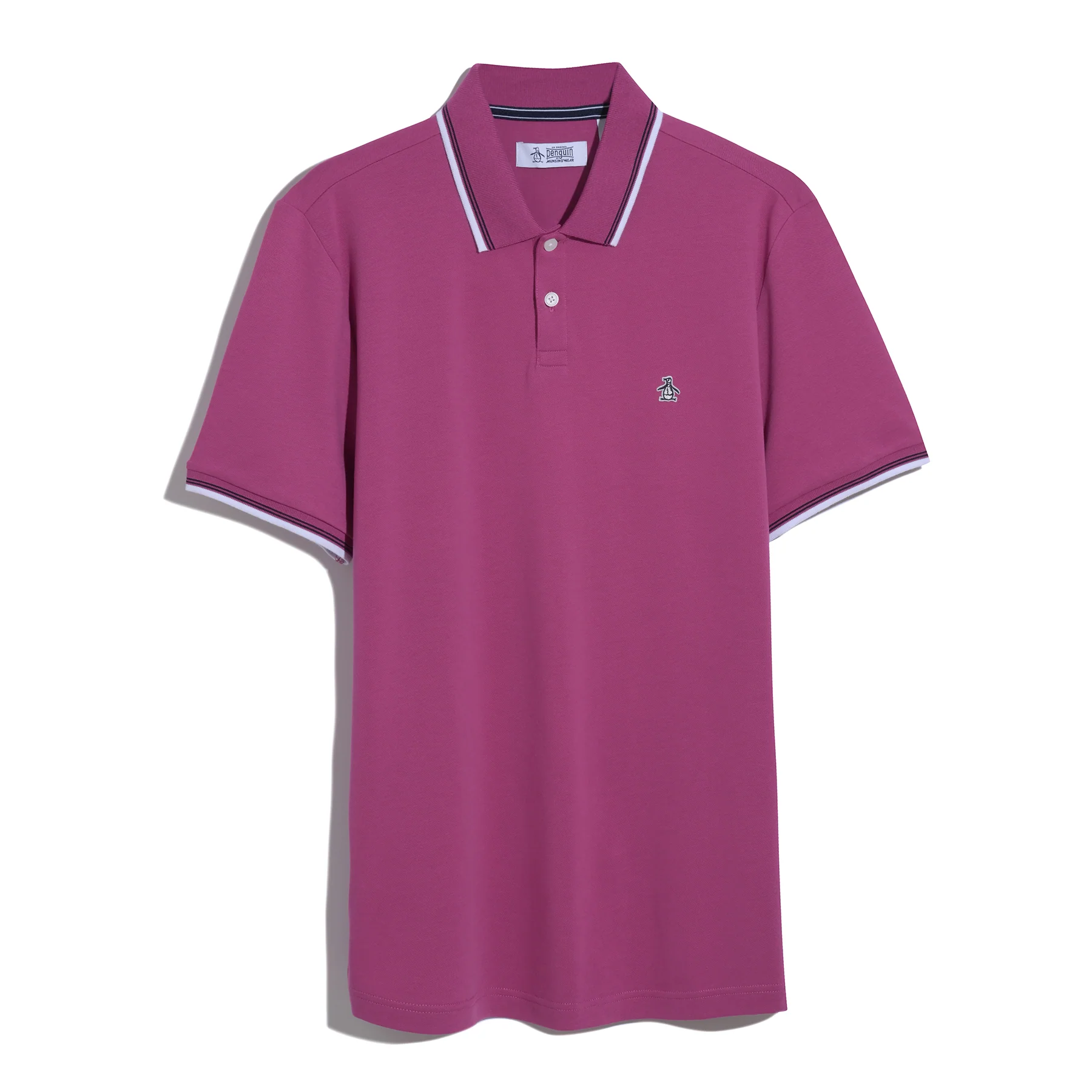 Tipped Pique Polo Shirt In Magenta Haze - Image 6