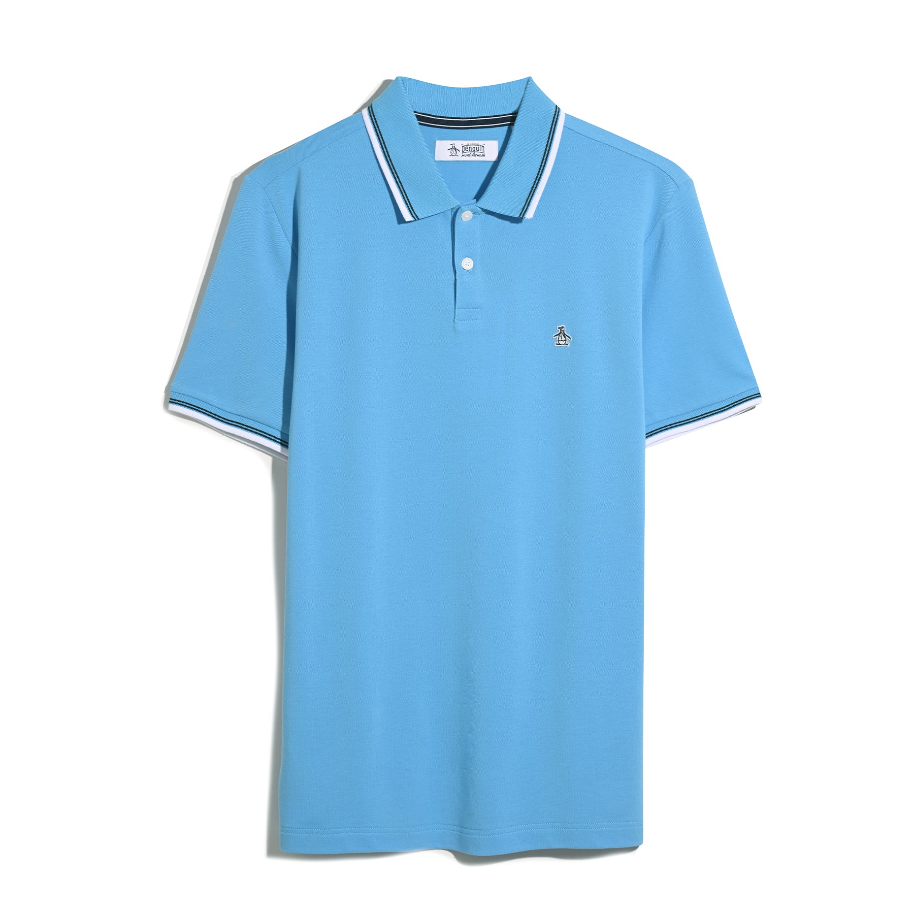 Pique Sticker Pete Tipped Polo Shirt In Bonnie Blue - Image 5