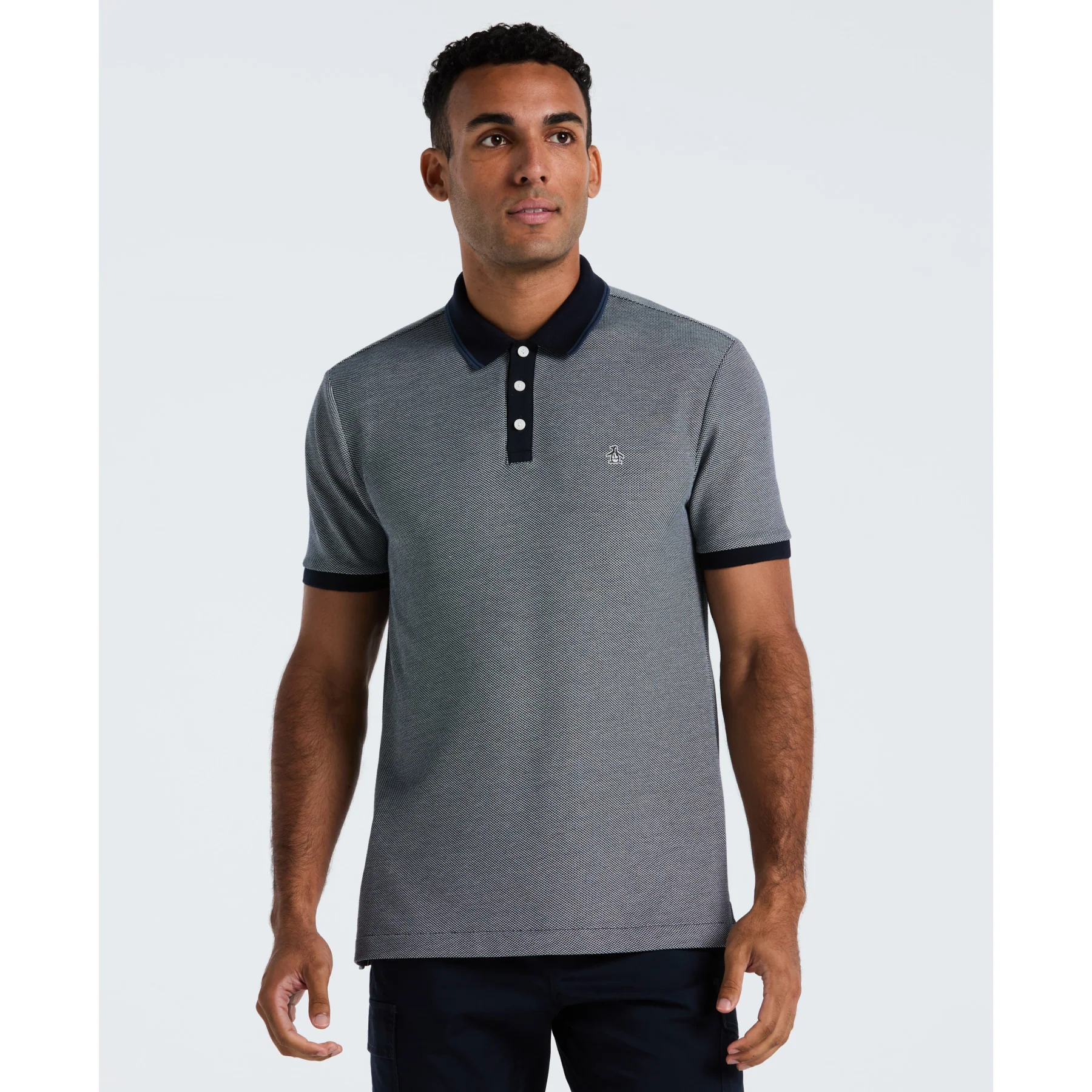 Tricolour Pique Polo Shirt In Dark Sapphire