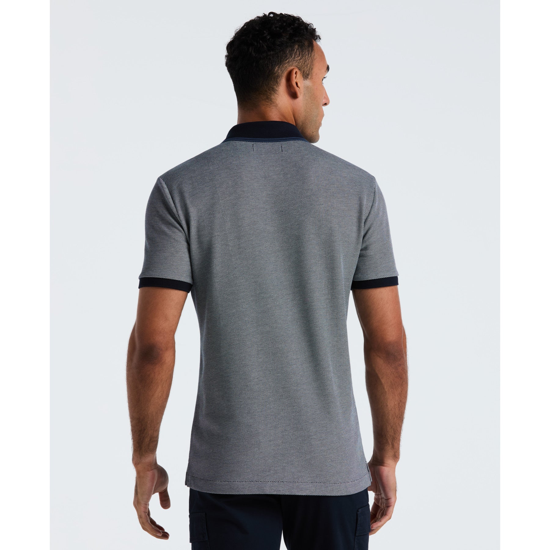 Tricolour Pique Polo Shirt In Dark Sapphire - Image 2